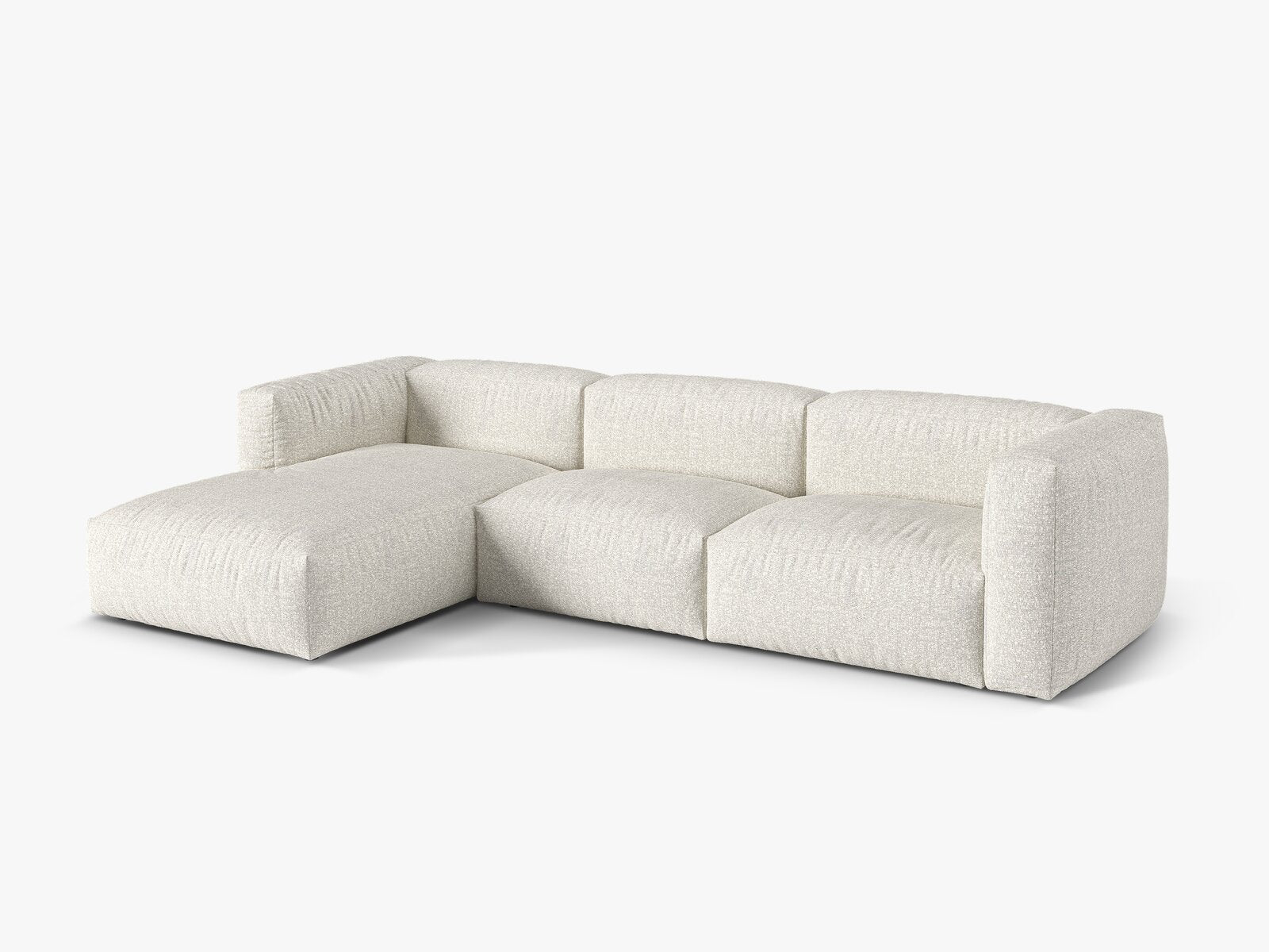Micadoni Ecksofa Martina 3-Sitzer Links Boucle Monet Grau Beige Melange