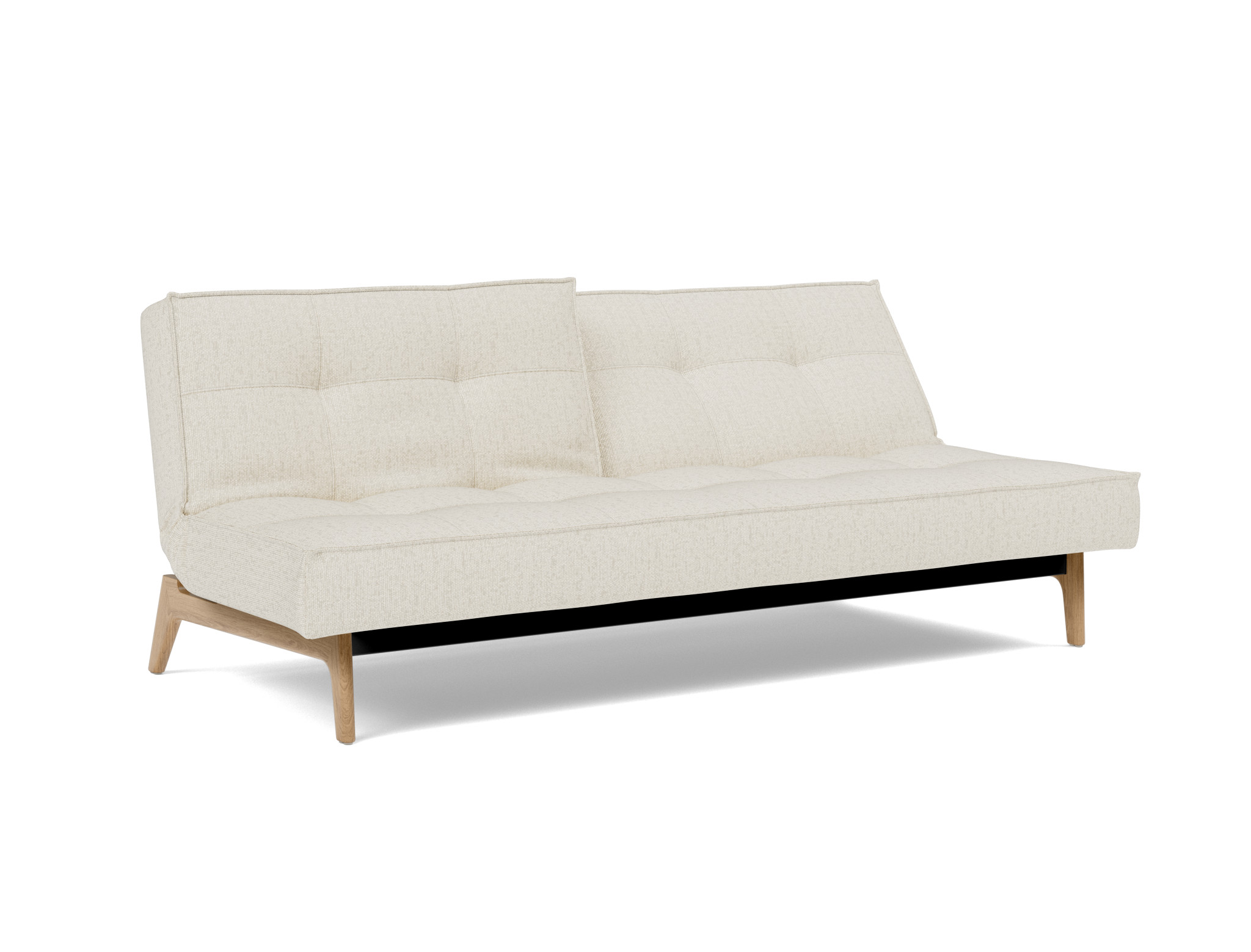 Schlafsofa Splitback Boucle Skandi 531-Off-White Beine Eiche