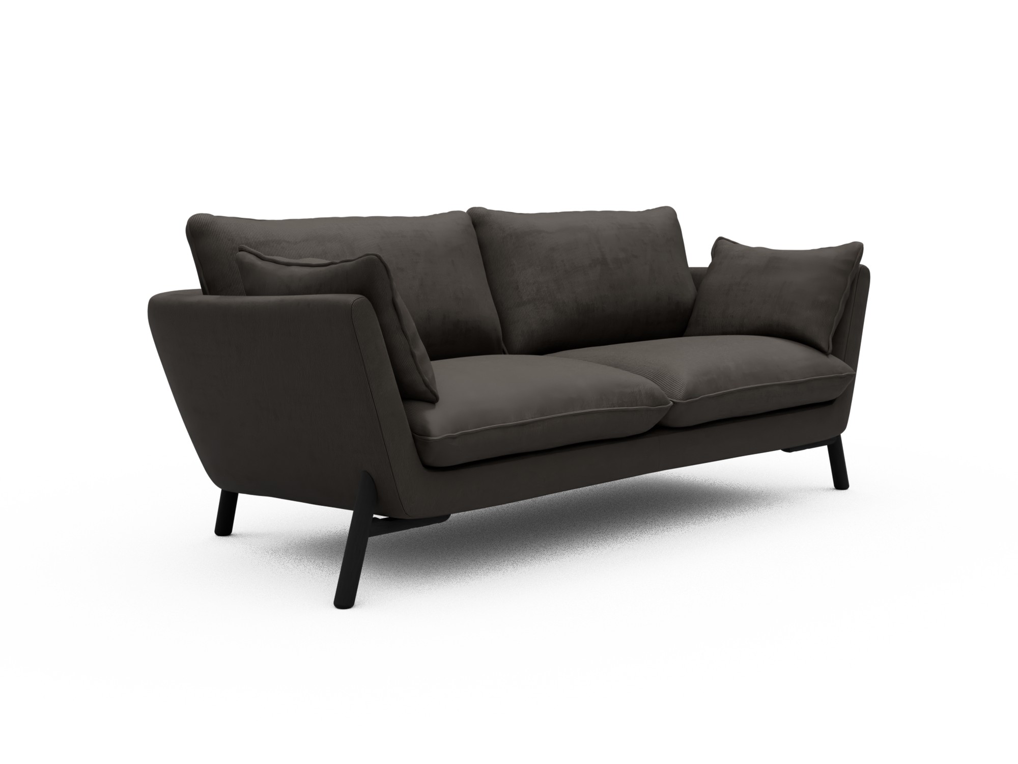Skandi Home Sofa Emil 2-Sitzer Beinfarbe Eiche Schwarz Cordufine-Taupe moebelfaktor