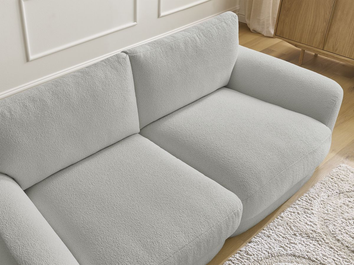 Bobochic Leonore Sofa 3-Sitzer Bouclé-Stoff Hellgrau