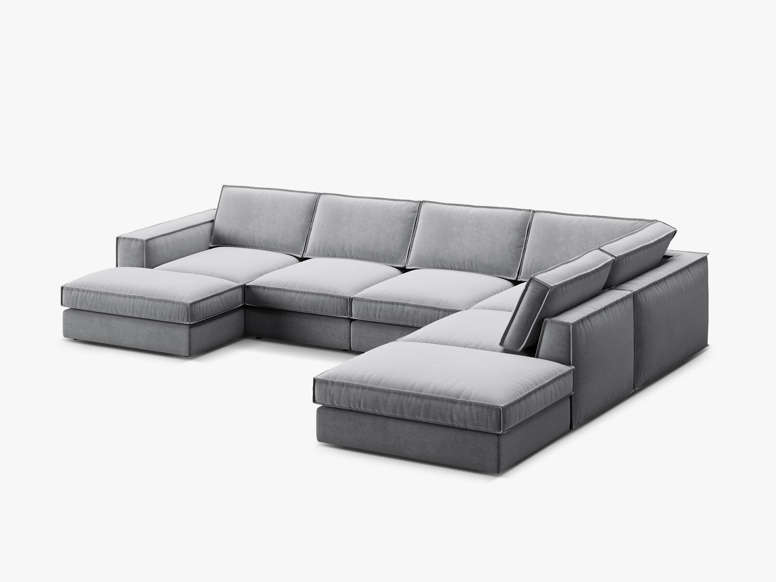 Micadoni modulares Panorama Ecksofa Pola 5-Sitzer Rechts Samt Salvador Grau