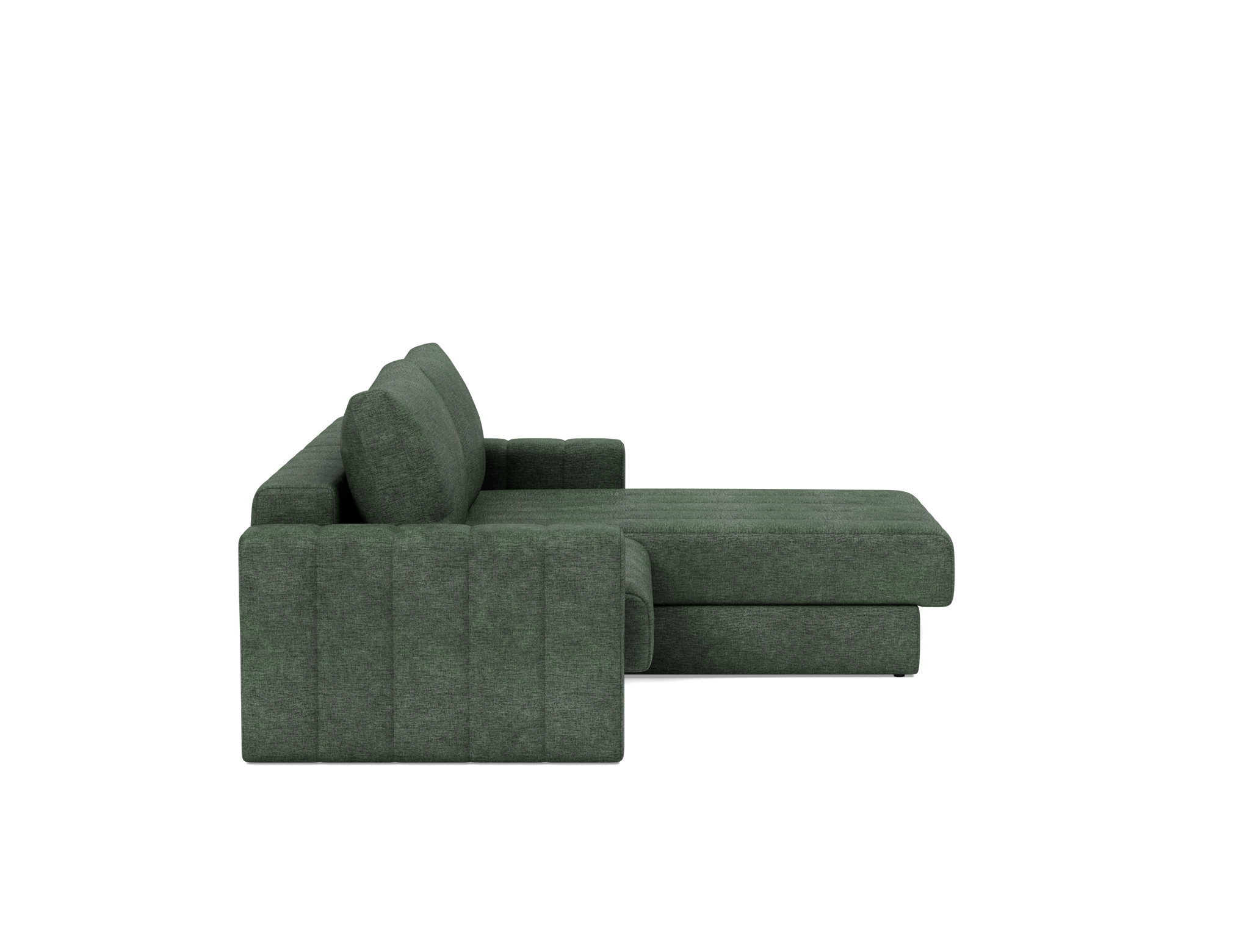 Schlafsofa Akello mit Chaiselongue und Armlehnen Flachgewebe Avella 281-Pine-Green