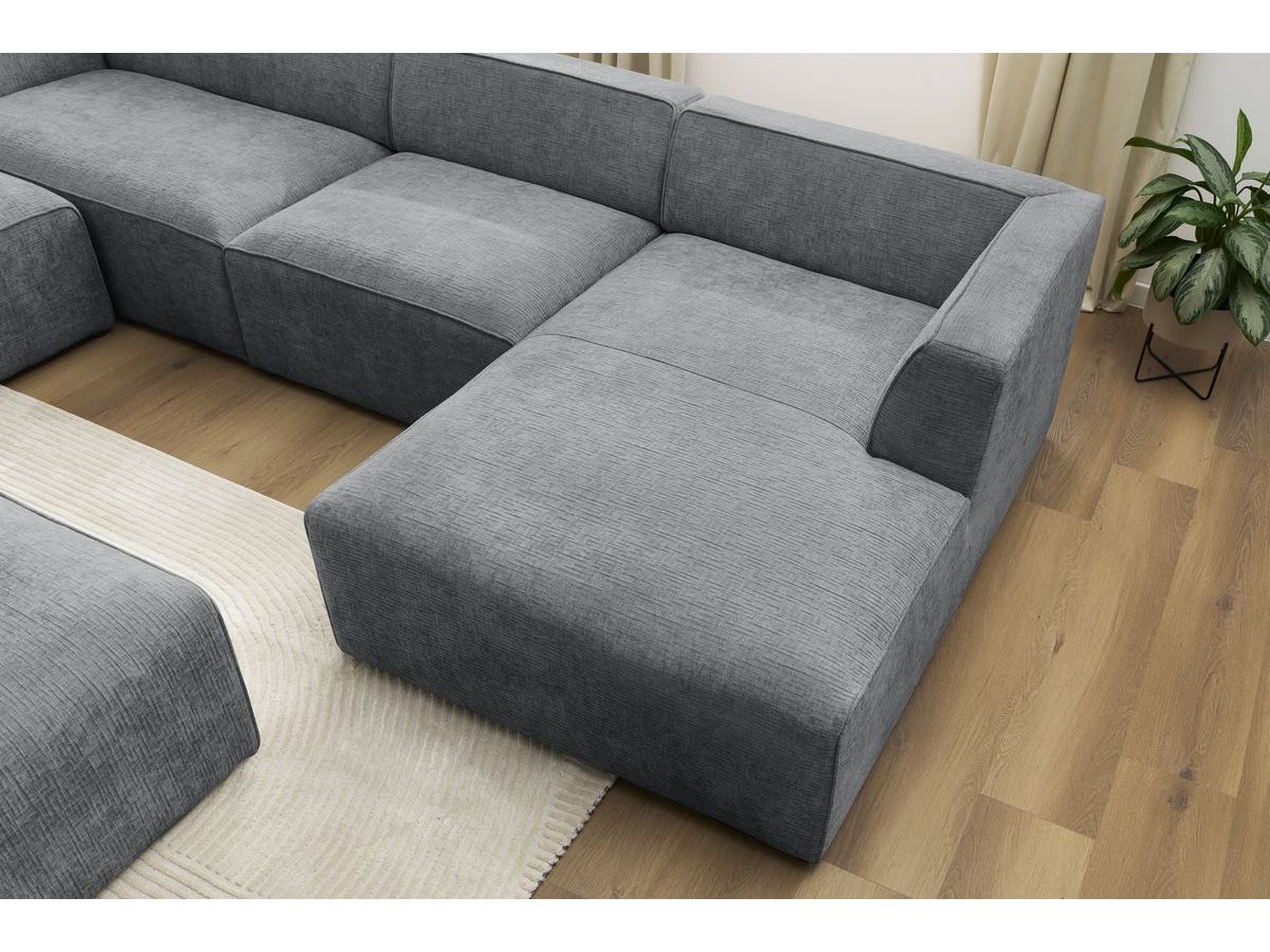 Bobochic Megeve Wohnlandschaft mit Pouf Strukturstoff Dunkelgrau Ecke rechts