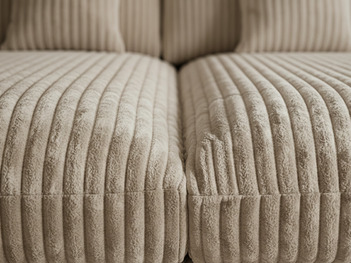 Bobochic Belem Sofa 3-Sitzer Breitcord weich Taupe
