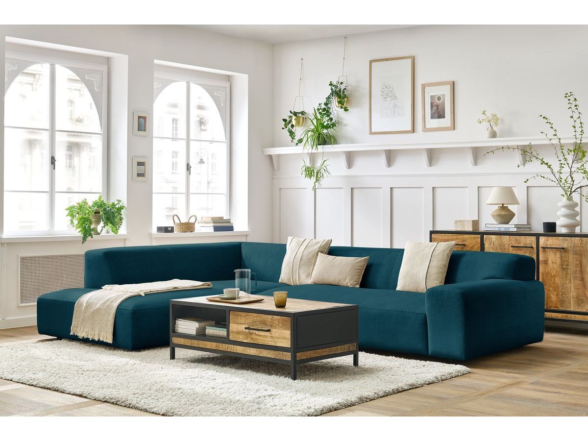 Bobochic Lavena Ecksofa 312 × 220 cm Samt Dunkelblau Ecke links