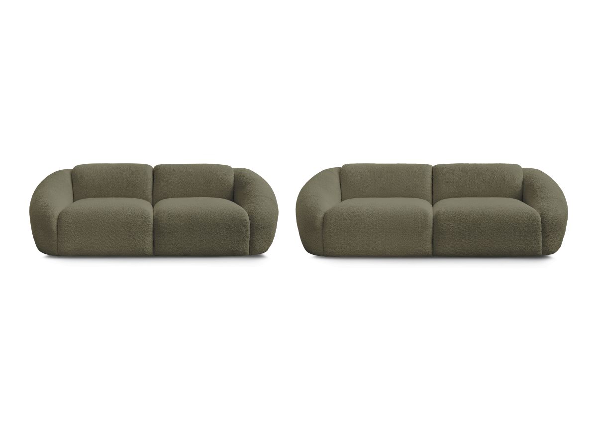 Bobochic Tina Sofa 5-Sitzer Bouclé-Stoff Grün