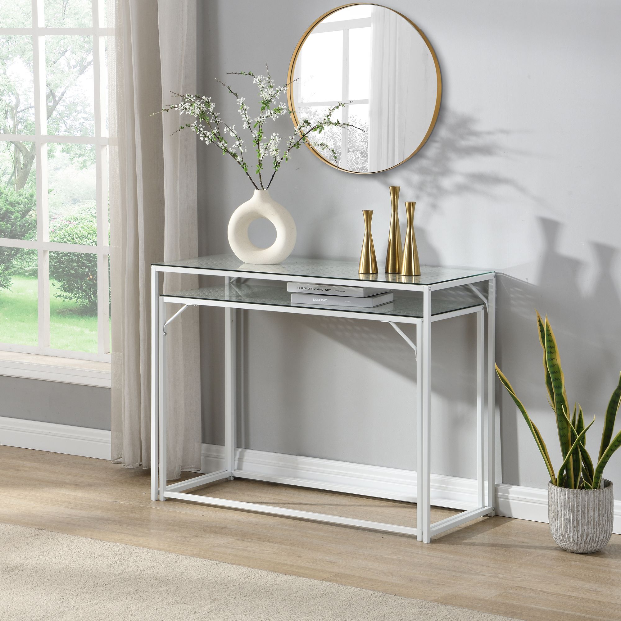 Konsolentisch Naerbo Glas Weiß 100 × 40 × 77 cm