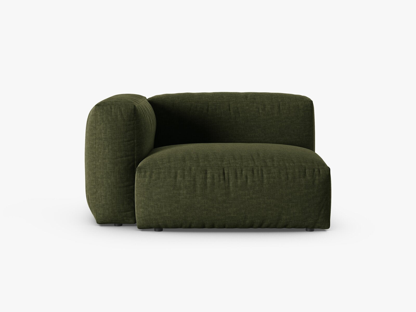 Micadoni Eckmodul mit Armlehne Martina 1-Sitzer 90cm Sitztiefe Links Strukturierter Stoff Boston Grün