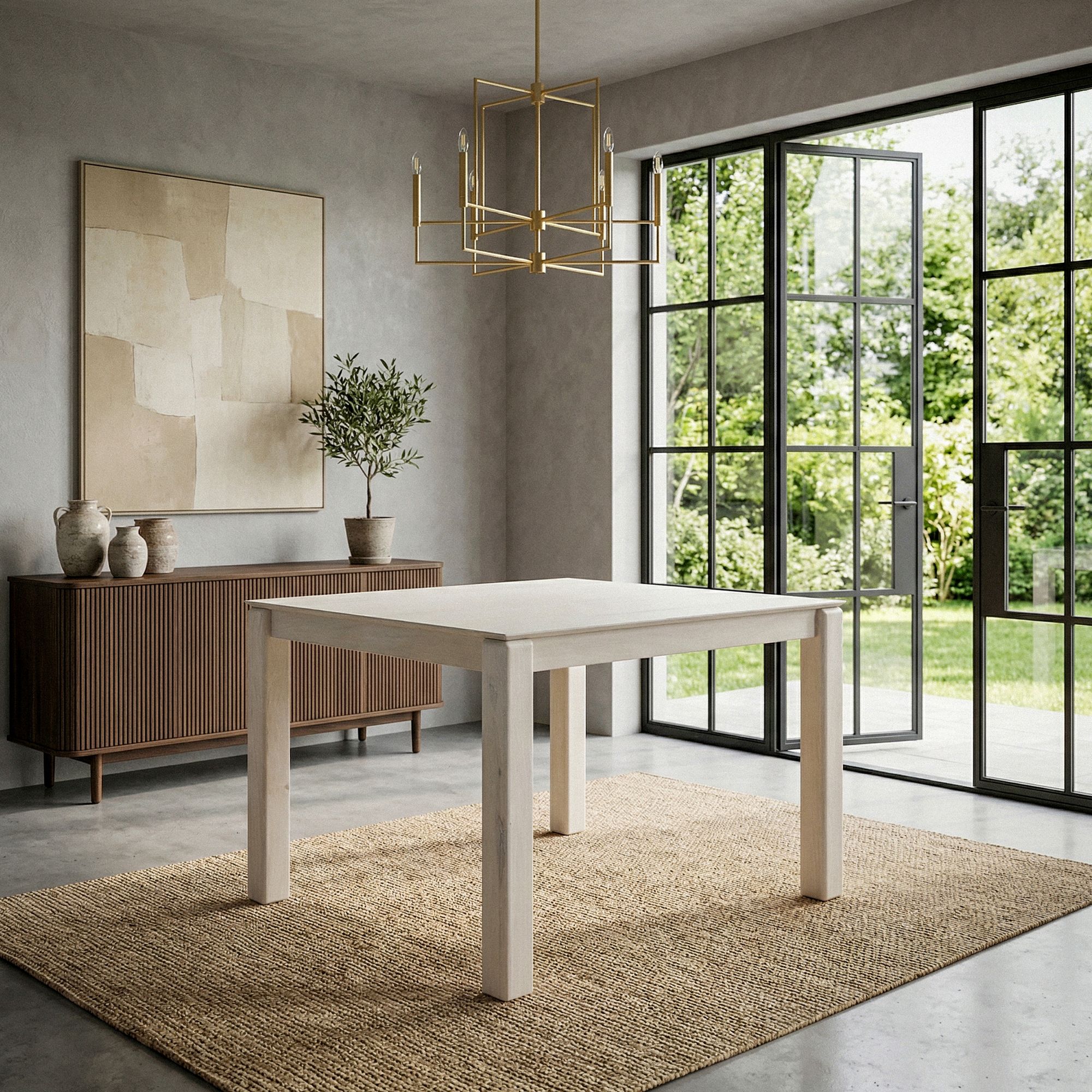 Esstisch Romedal Mango Massivholz Weiß 80 × 80 × 75 cm