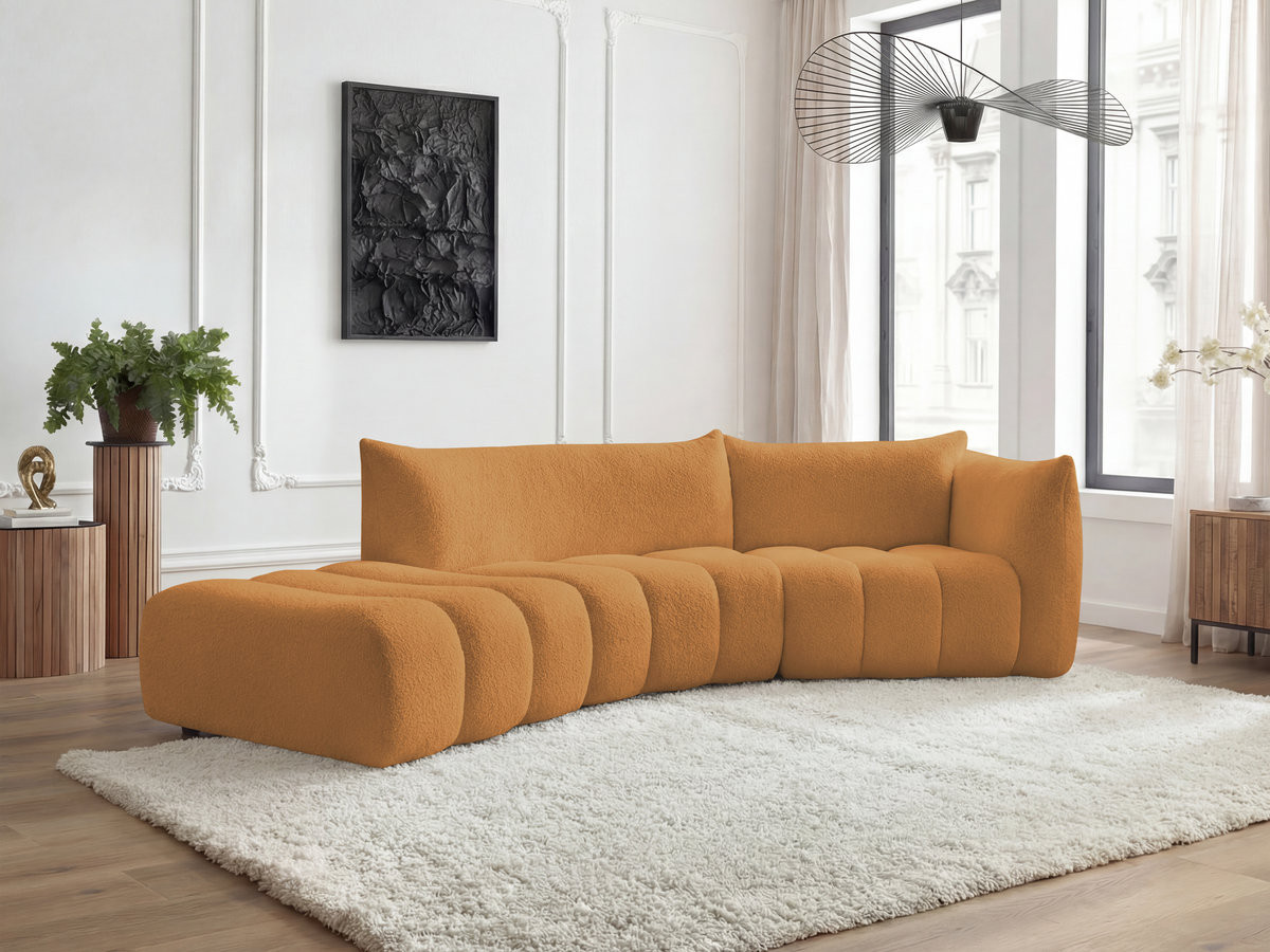 Bobochic Azra Ecksofa 325 × 112 cm Bouclé-Stoff Gelb Ecke rechts