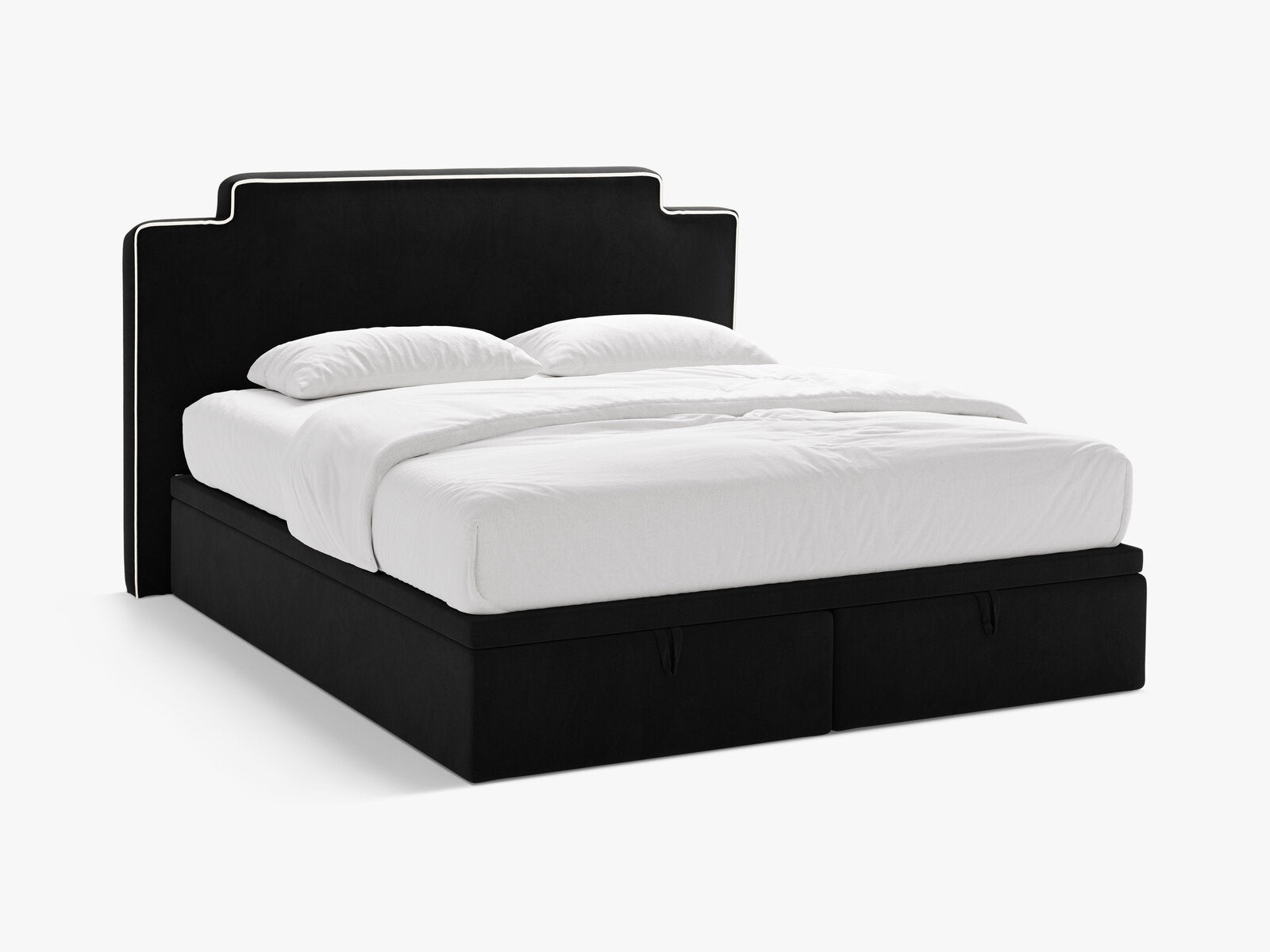 Micadoni Princess Boxspringbett mit Bettkasten und Kopfteil Samt Magic Velvet Elfenbein / Schwarz 140x200