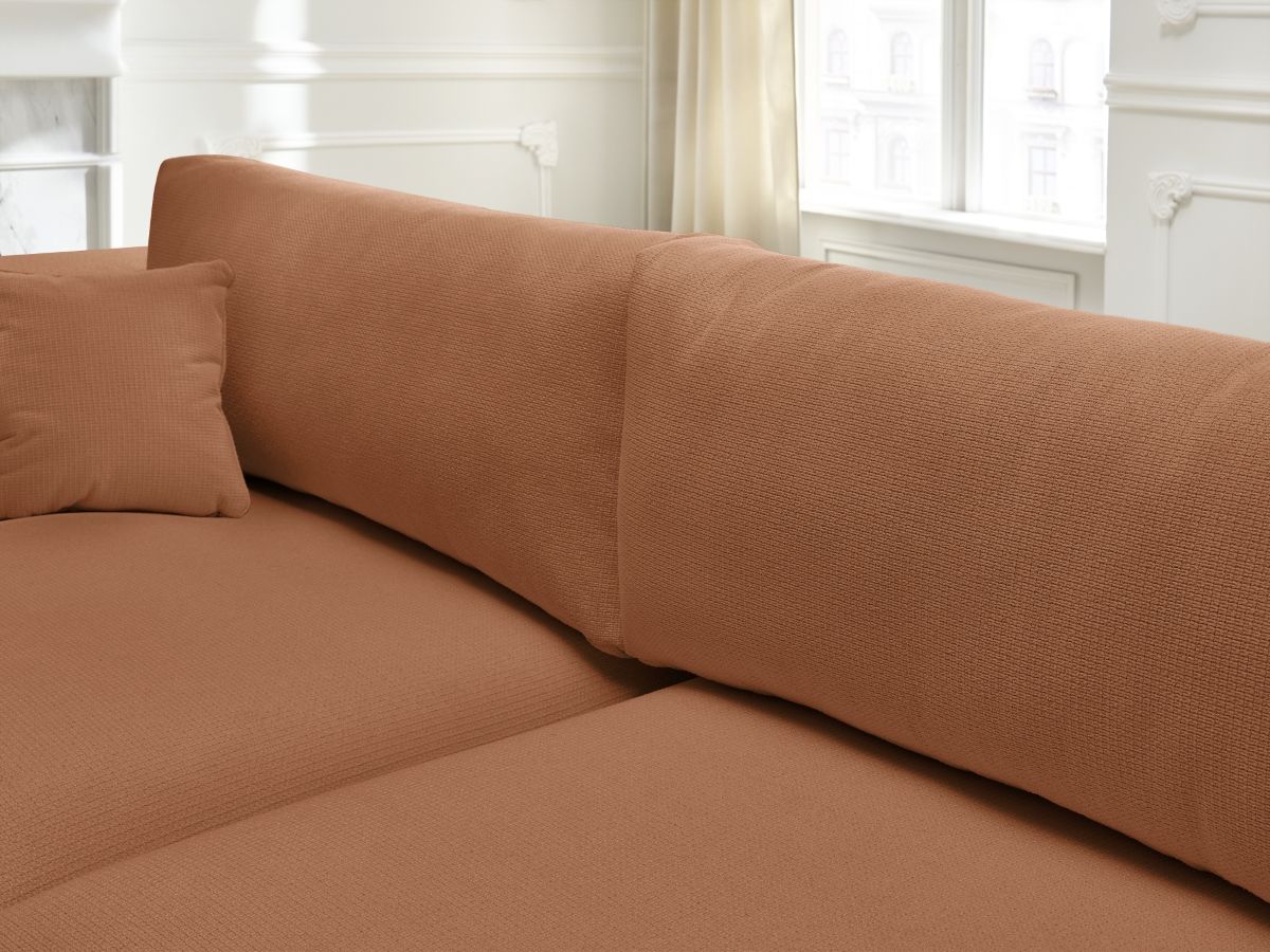 Bobochic Ezechiel Schlafsofa 3-Sitzer mit Bettkasten Melange-Stoff Orange