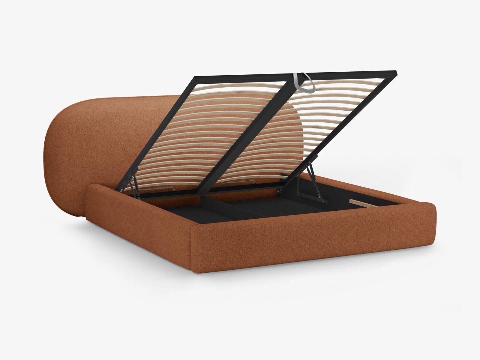 Micadoni Stauraumbett mit Kopfteil Ovalo Boucle Baloo Terrakotta 160x200