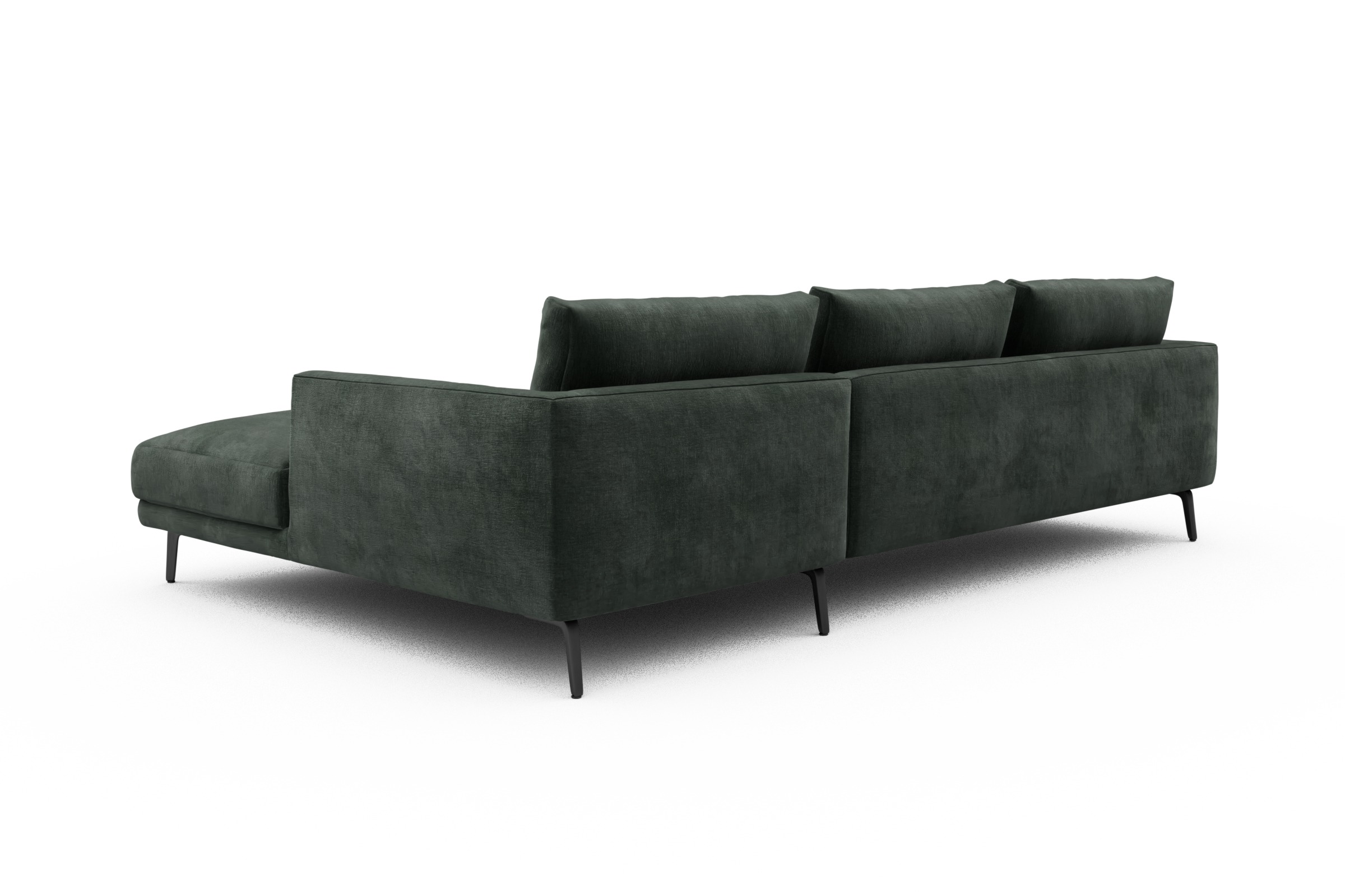Ecksofa Karl Chaiselongue rechts mit 2,5-Sitzer Smooth-Laurel-Green
