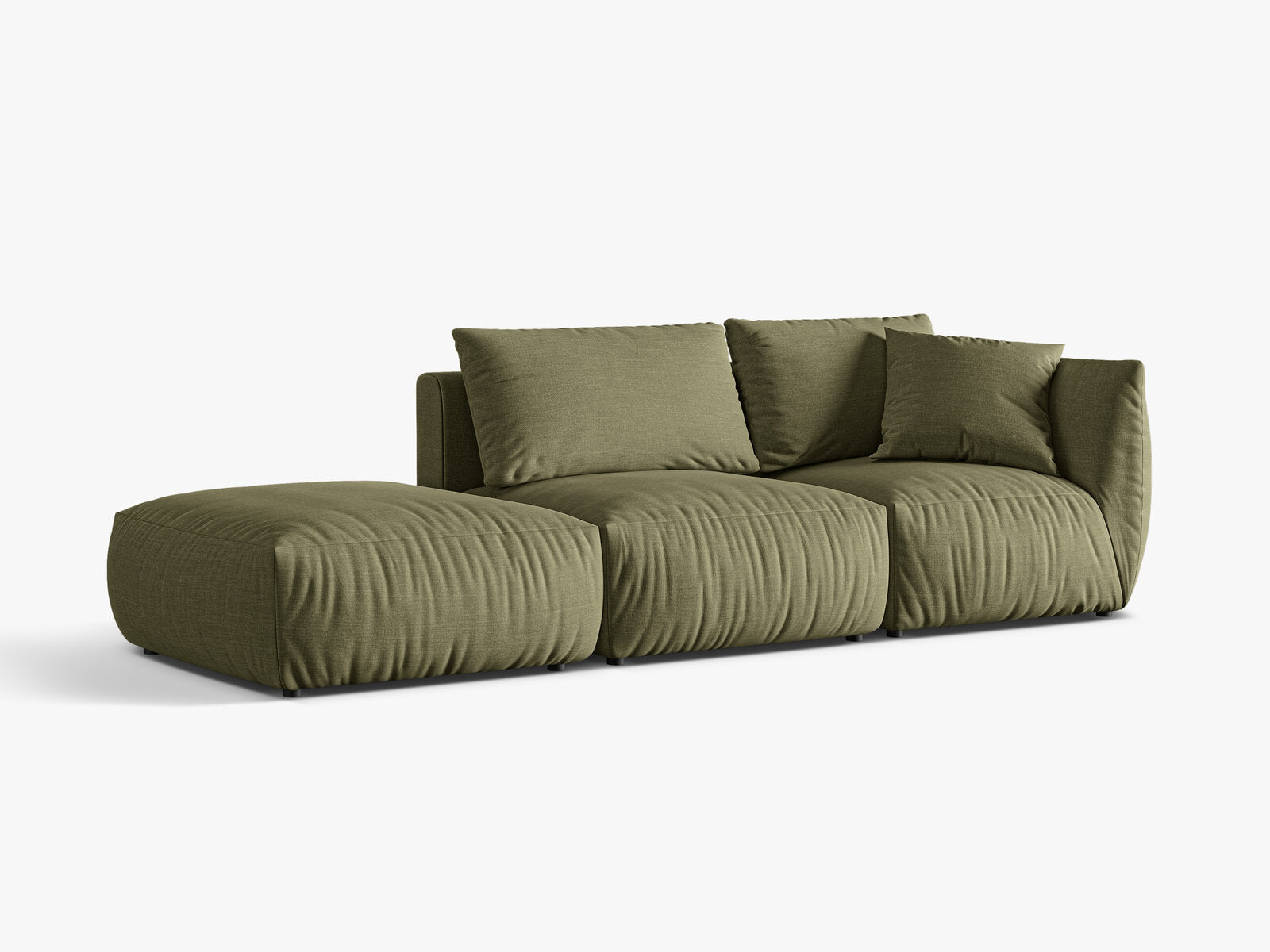 Micadoni Modulares Sofa Chris 3-Sitzer Links Strukturierter Stoff Hellgrün
