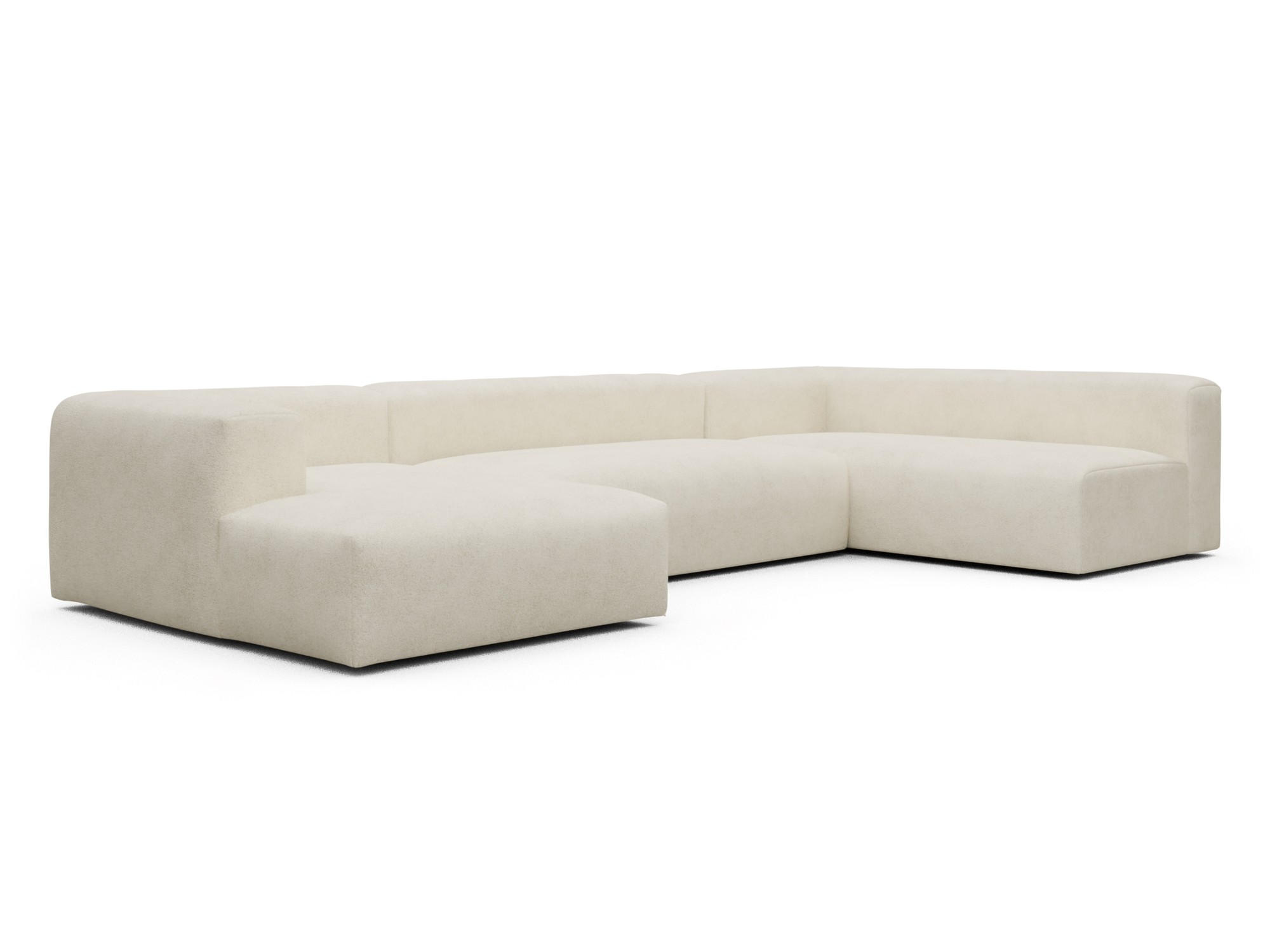 Skandi Home Wohnlandschaft Fred Chaiselongue links mit 2-Sitzer und lange Armlehne rechts Boucle-Off-White moebelfaktor
