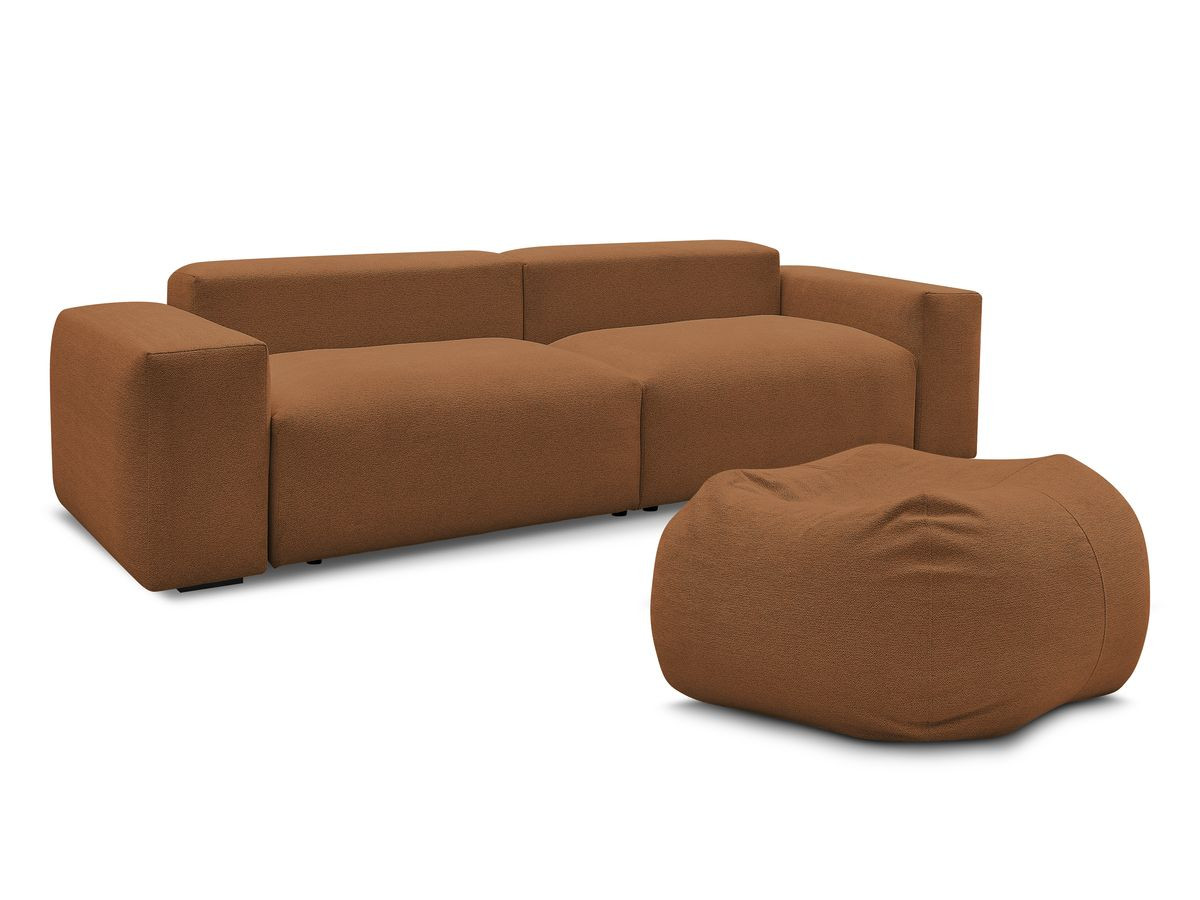 Bobochic Voltaire Sofa 5-Sitzer mit Pouf Melange-Stoff Orange