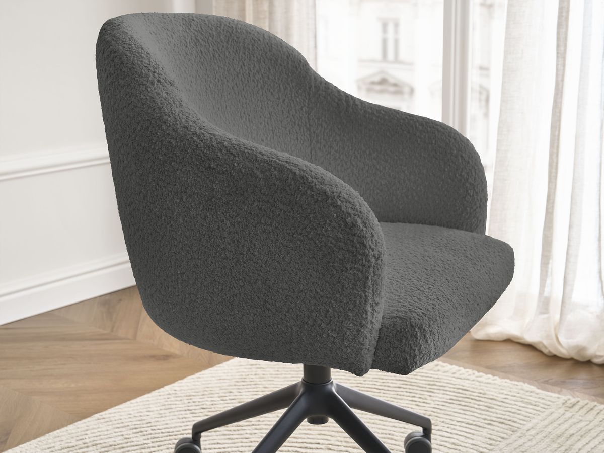 Bobochic Sophie Bürostuhl Bouclé-Stoff Dunkelgrau