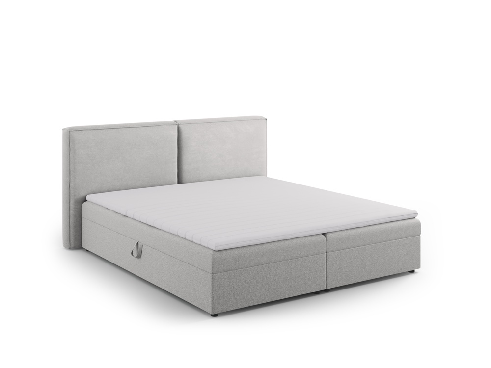 Cosmopolitan Design Boxspringbett Arendal 140x200 Strukturierter Stoff Megan Hellgrau