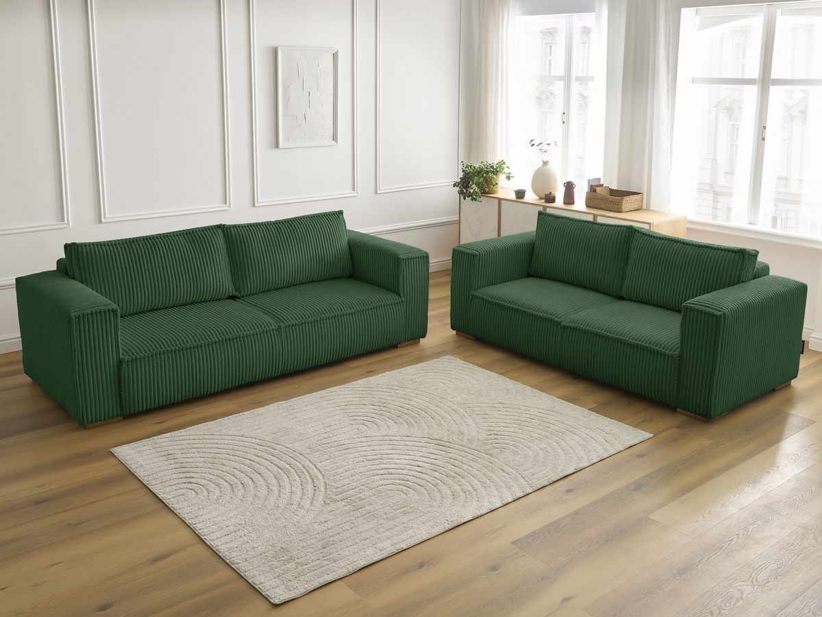 Bobochic Chelsea Sofa 5-Sitzer Breitcord weich Grün