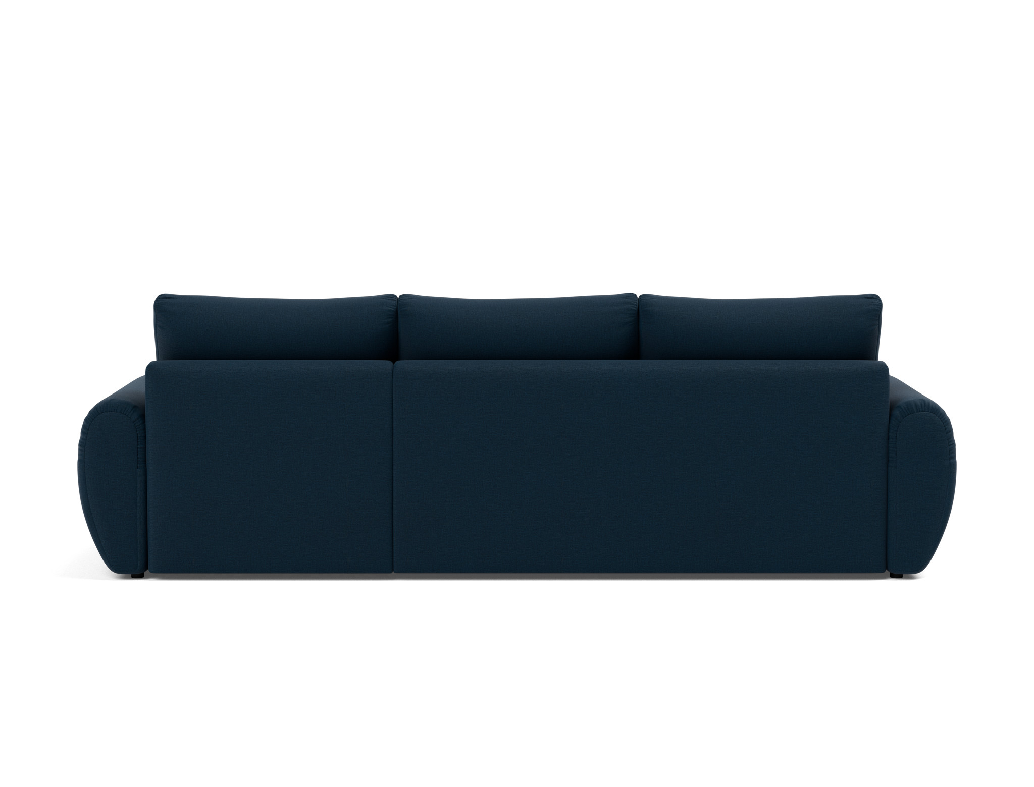 Schlafsofa Norum mit Chaiselongue und Curve-Armlehnen Flachgewebe Mixed Dance 528-Blue