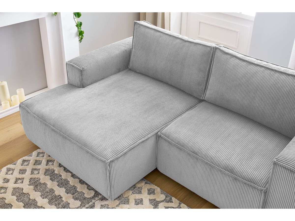 Bobochic Nihad Ecksofa Cordsamt Hellgrau Ecke links