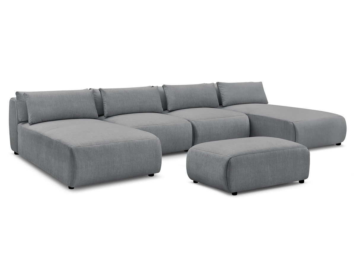 Bobochic Jana Wohnlandschaft mit kleinem Pouf Samt Dunkelgrau