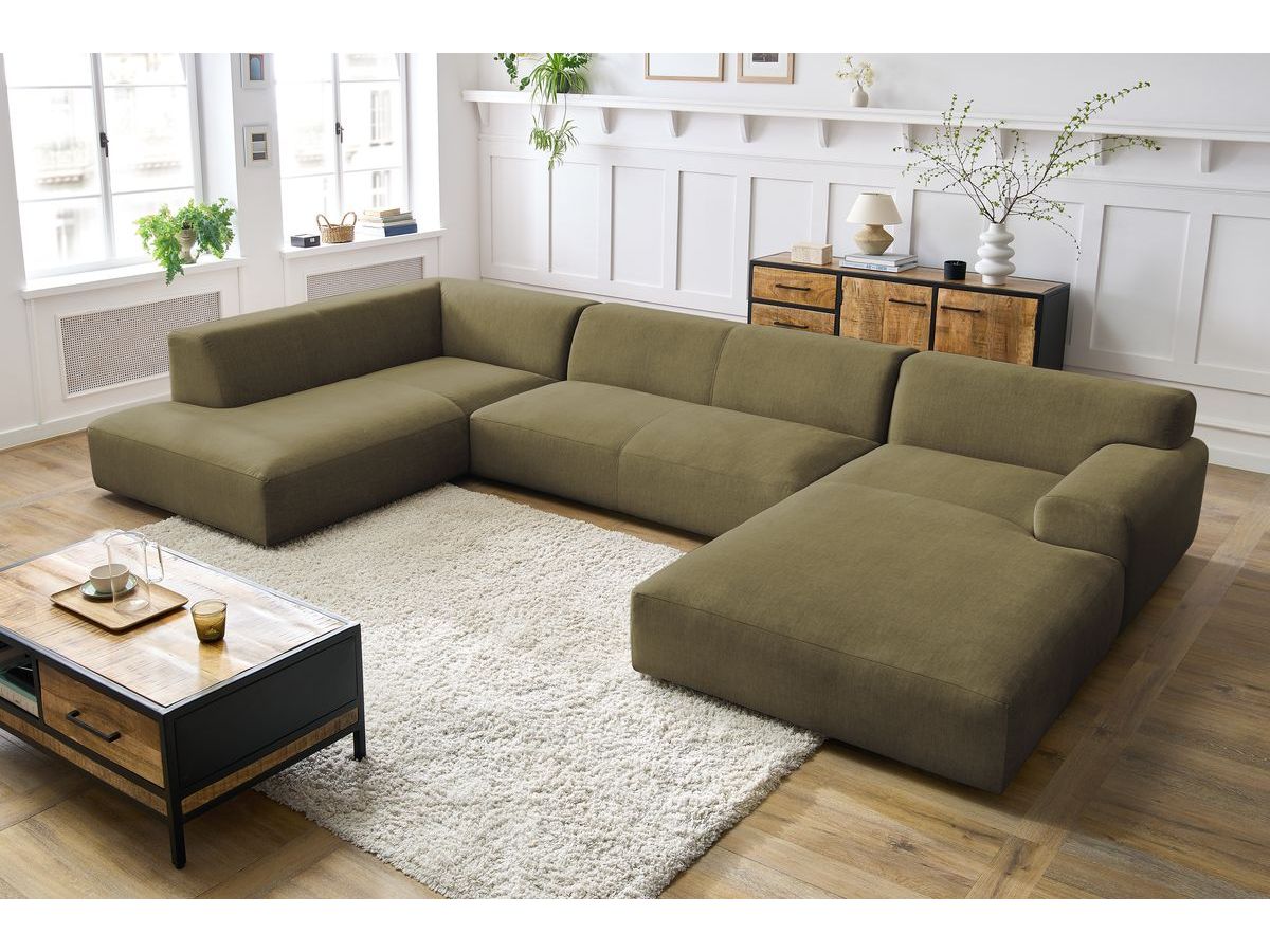 Bobochic Lavena Wohnlandschaft 399 × 220 cm Samt Grün Ecke rechts