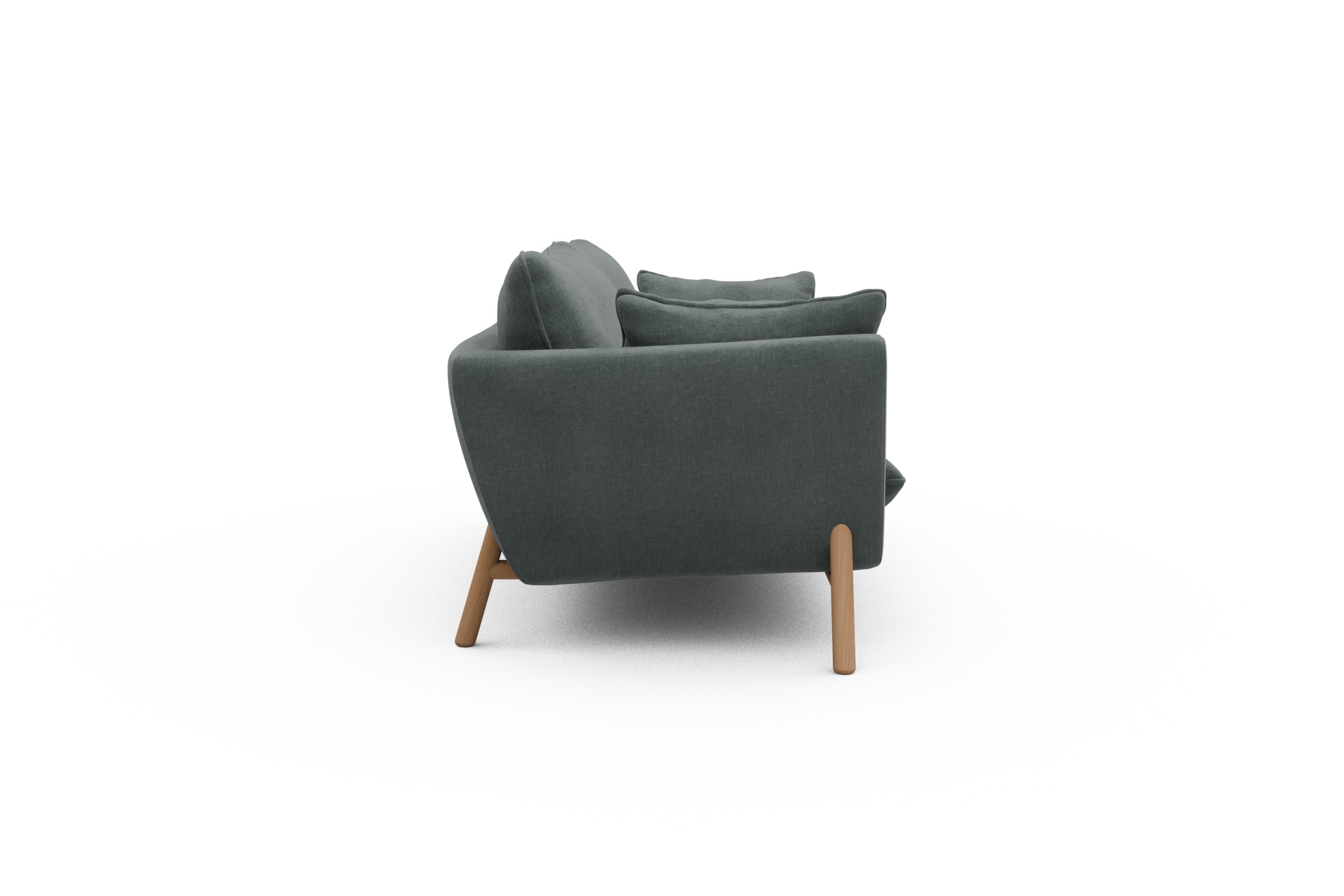 Sofa Emil 2-Sitzer Beinfarbe Eiche Natur Smooth-Silver-Grey