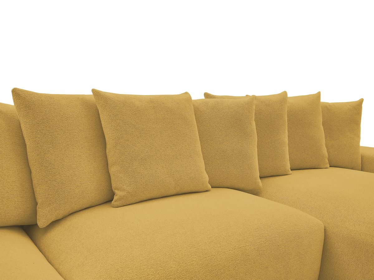 Bobochic Voltaire Wohnlandschaft mit Pouf 420 × 174 cm, Liegefläche 135 × 345 cm Melange-Stoff Gelb