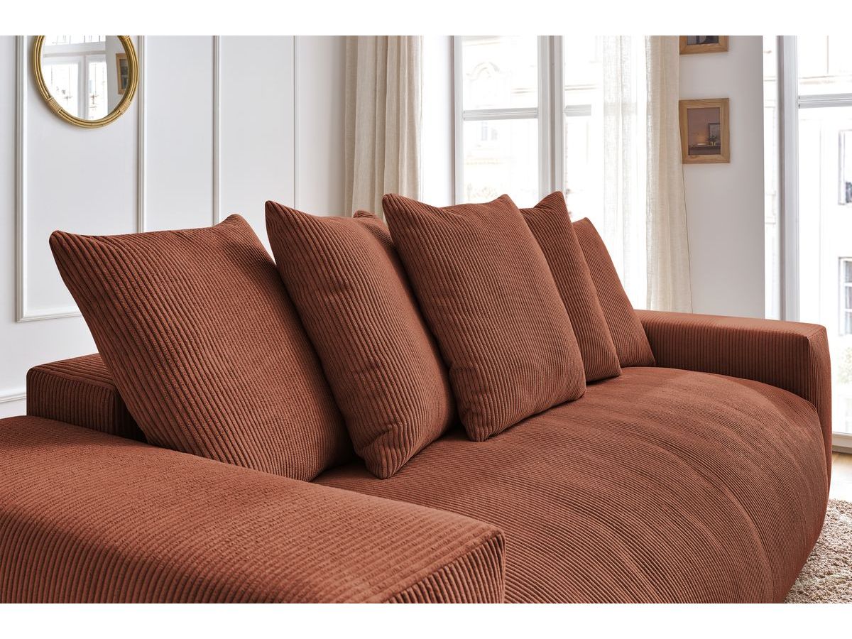 Bobochic Voltaire Schlafsofa 3-Sitzer mit Bettkasten Cordsamt Orange