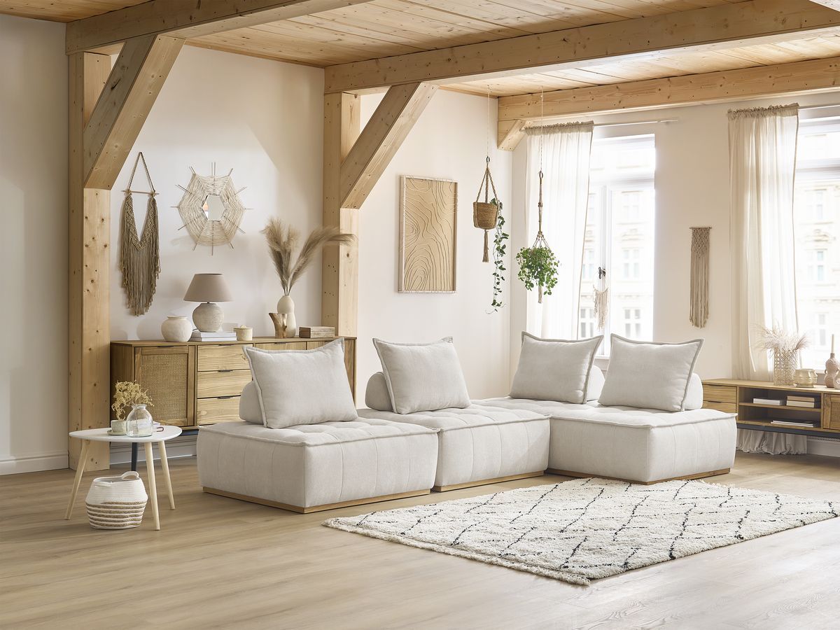 Bobochic Elisa Ecksofa Strukturstoff Weiß