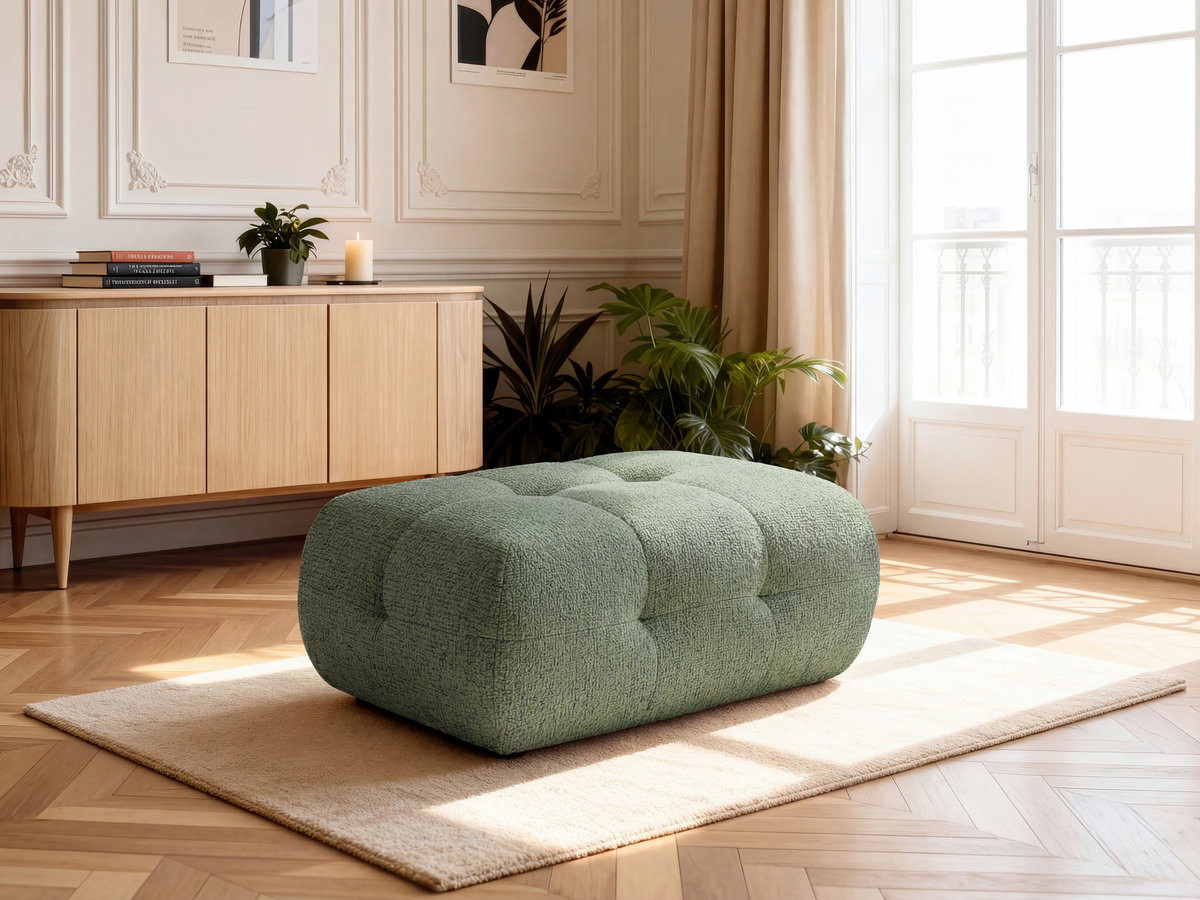 Bobochic Laura Pouf 98 × 62 cm Melange-Stoff Hellgrün