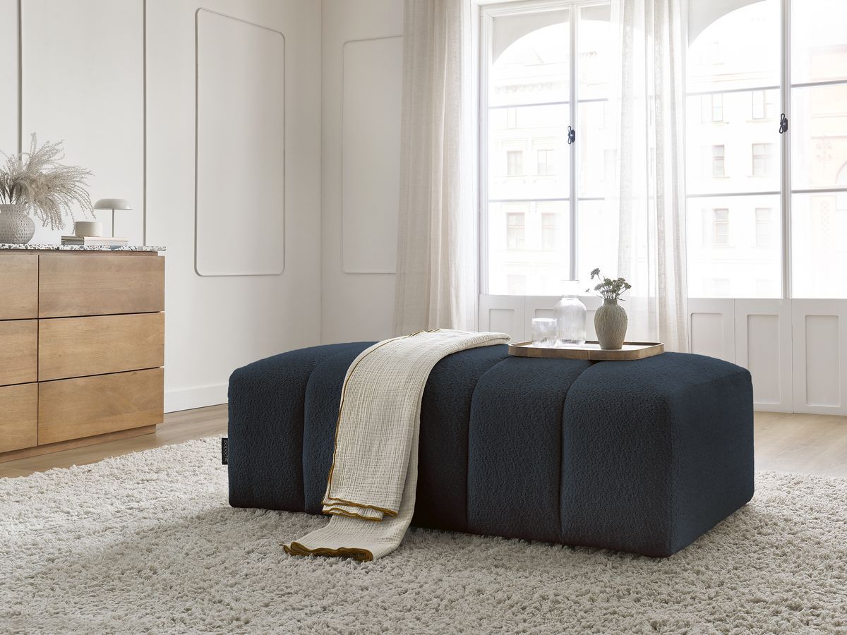 Bobochic Annecy Pouf Bouclé-Stoff Dunkelblau