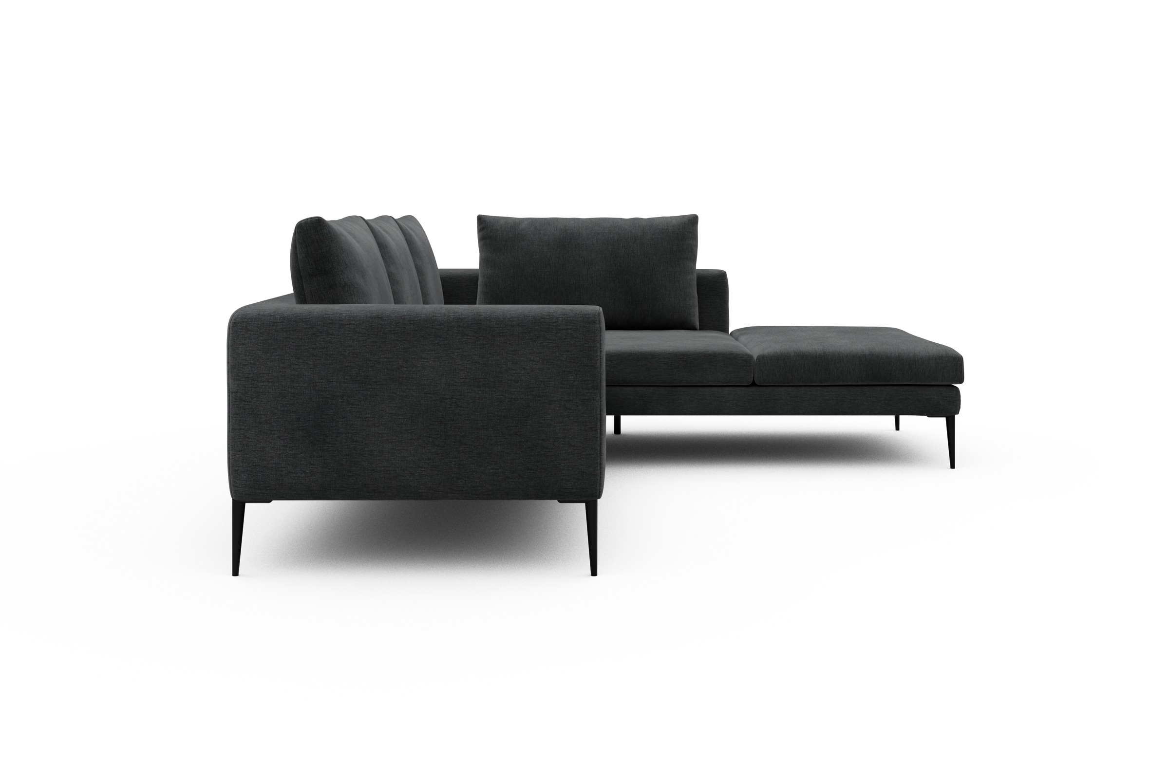 Ecksofa Paul Relax-Ecke rechts mit 2-Sitzer Smooth-Deep-Warm-Grey