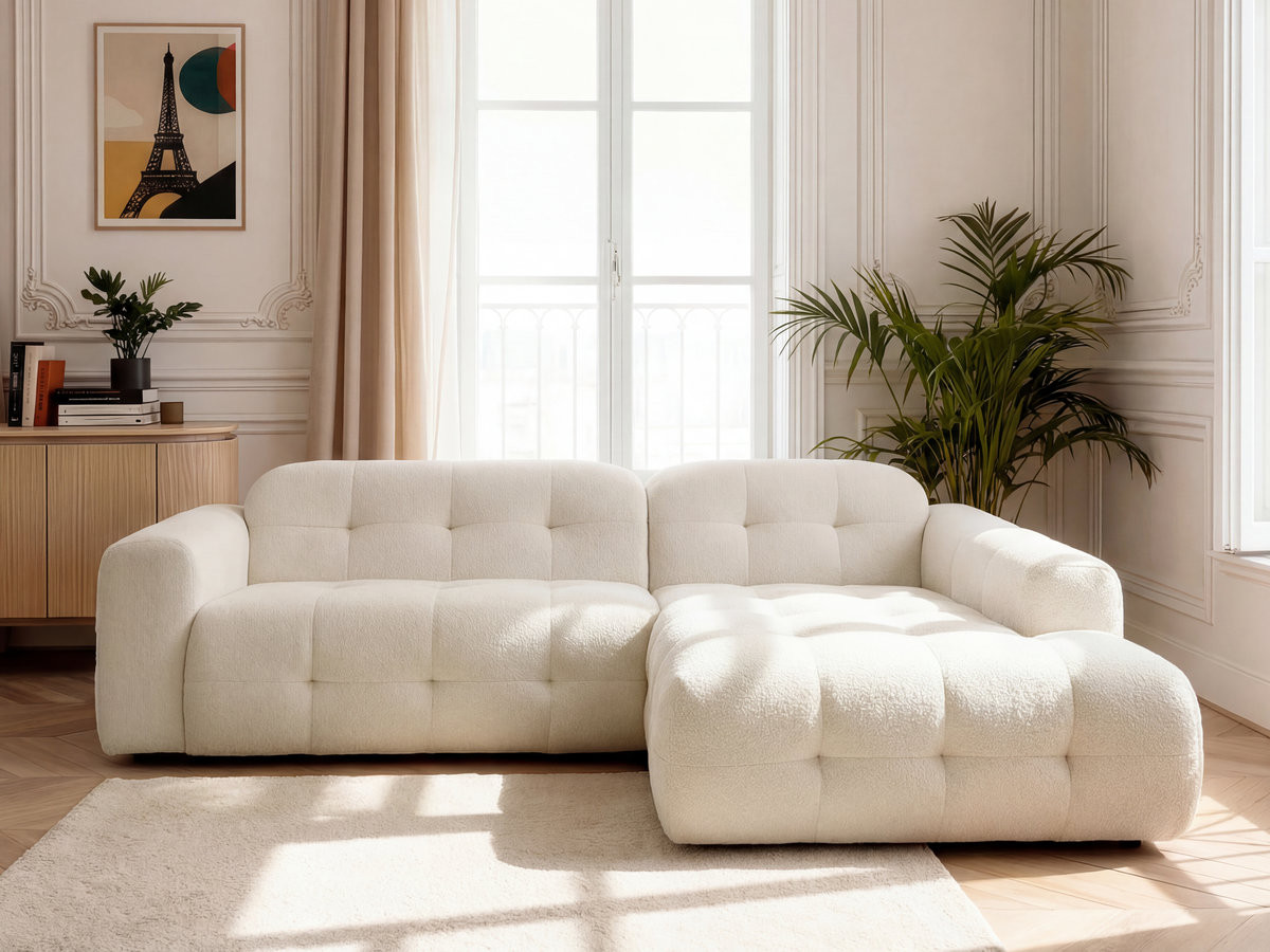 Bobochic Laura Ecksofa Melange-Stoff Beige Ecke rechts