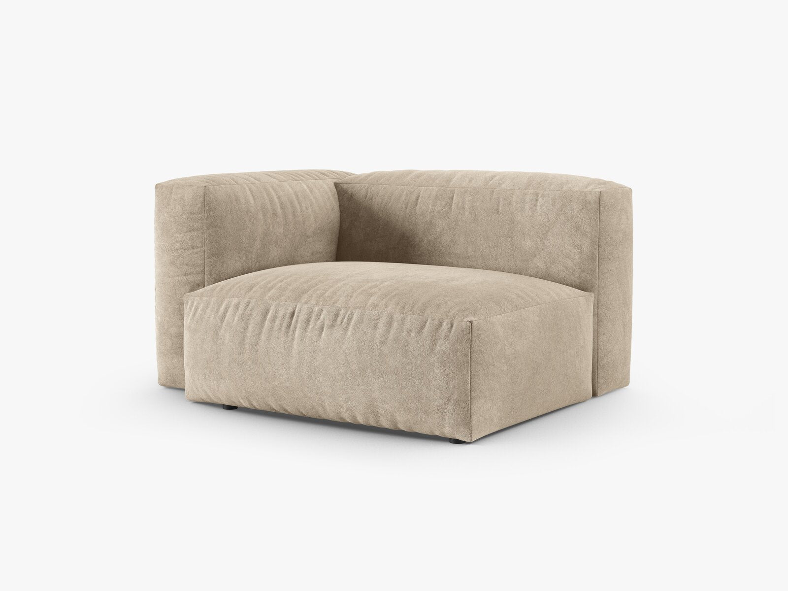 Micadoni Eckmodul mit Armlehne Martina 1-Sitzer 90cm Sitztiefe Links Samt Vogue Helles Beige