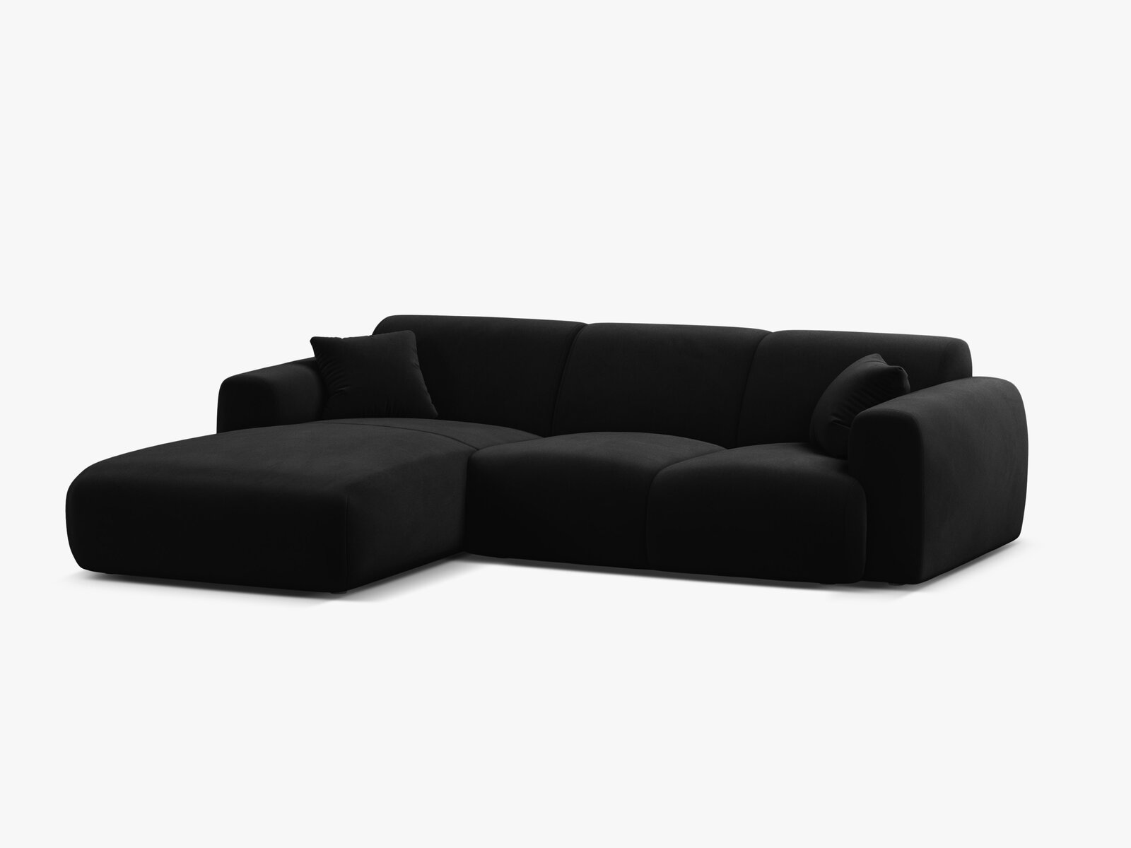Micadoni Ecksofa Molino 4-Sitzer Links Samt Casino Schwarz