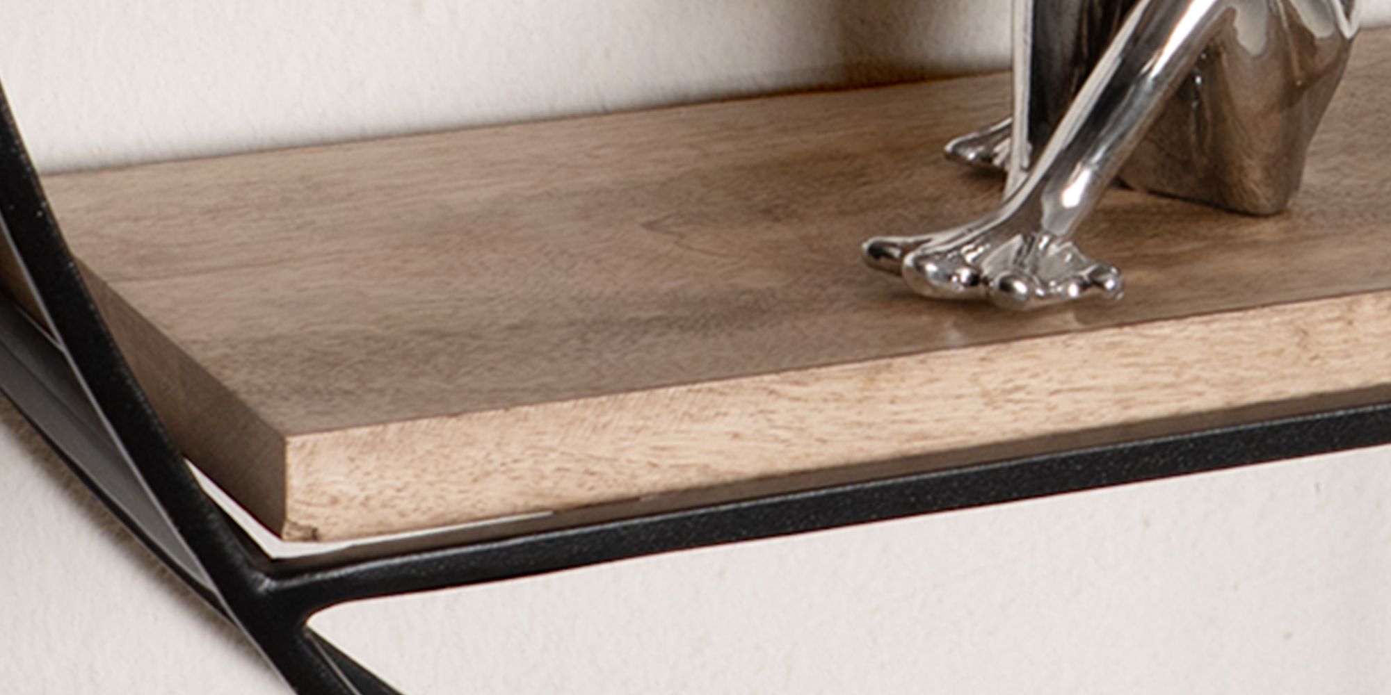 Wandregal Beisfjord Mango Massivholz Schwarz 70 × 18 × 70 cm