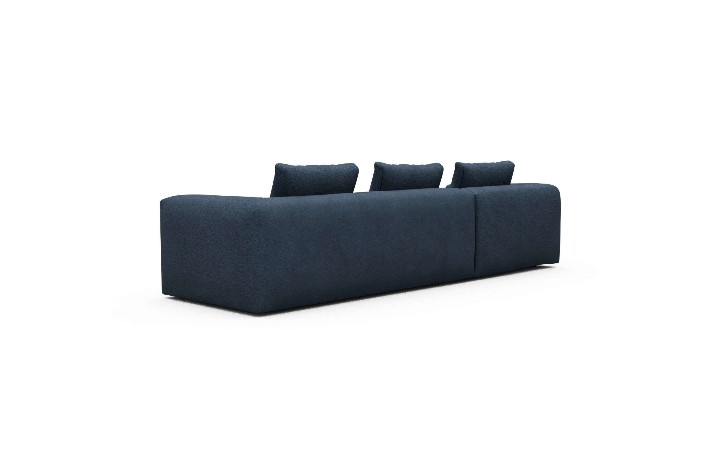 Ecksofa Fred Chaiselongue links mit 2,5-Sitzer Boucle-Blue