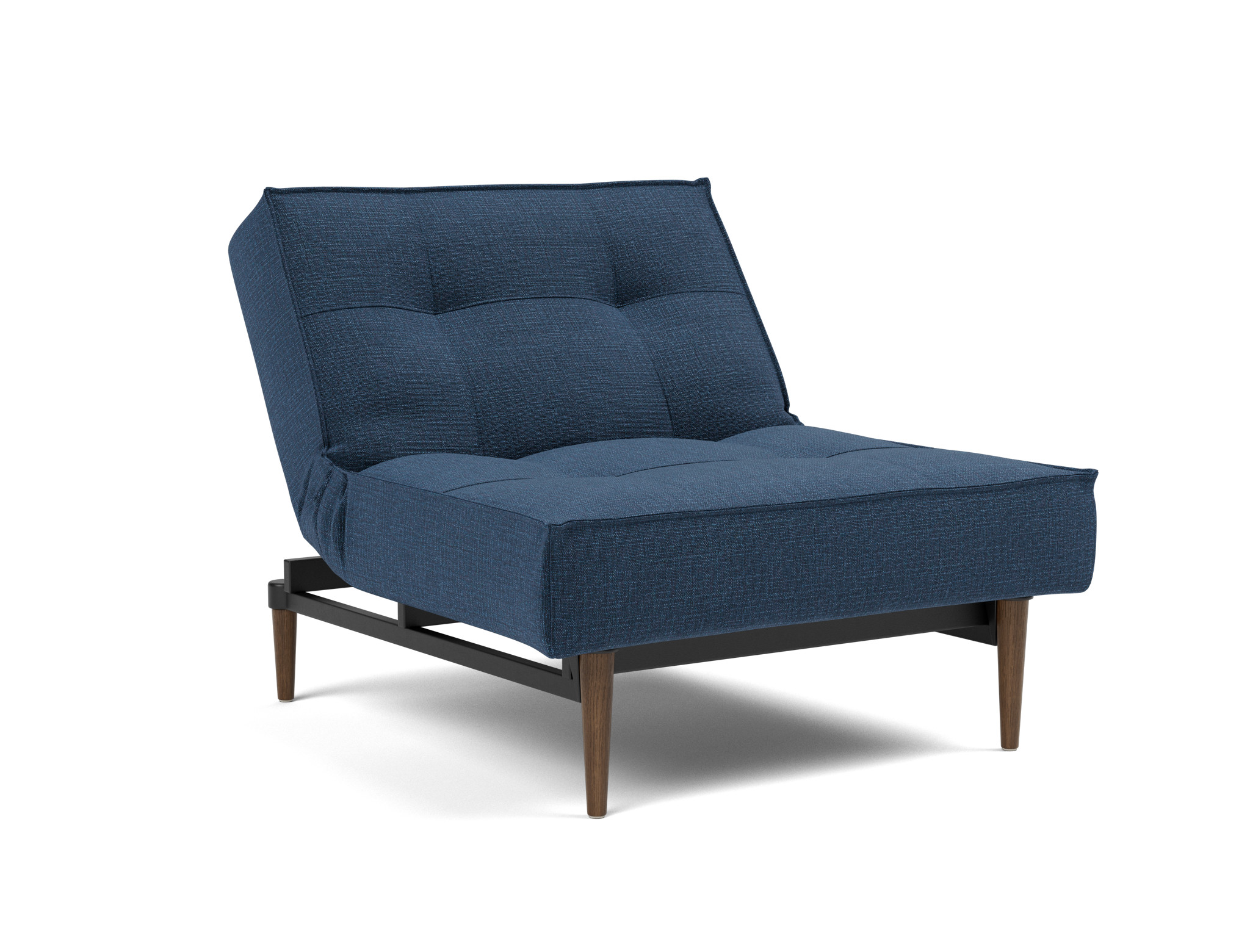 Sessel Splitback Chenille Esina 414-Indigo-Blue Beine Styletto Eiche dunkel