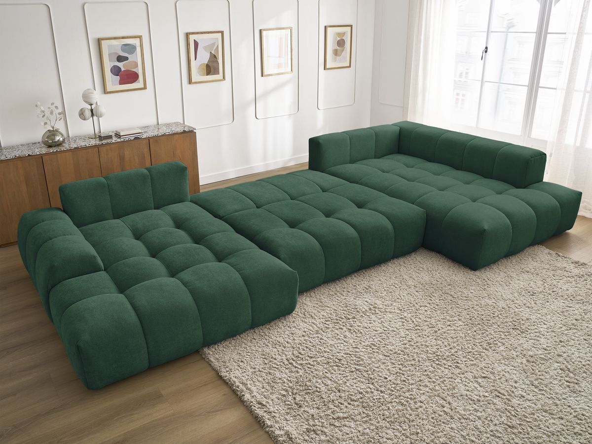 Bobochic Everest Wohnlandschaft, 14 Kissen Strukturstoff Grün Ecke links