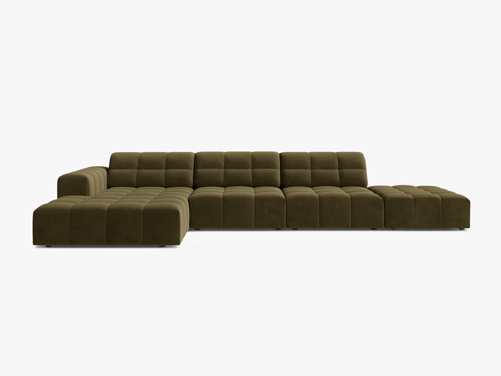 Micadoni Ecksofa Jennifer 5-Sitzer Links Samt Bluvel Grün