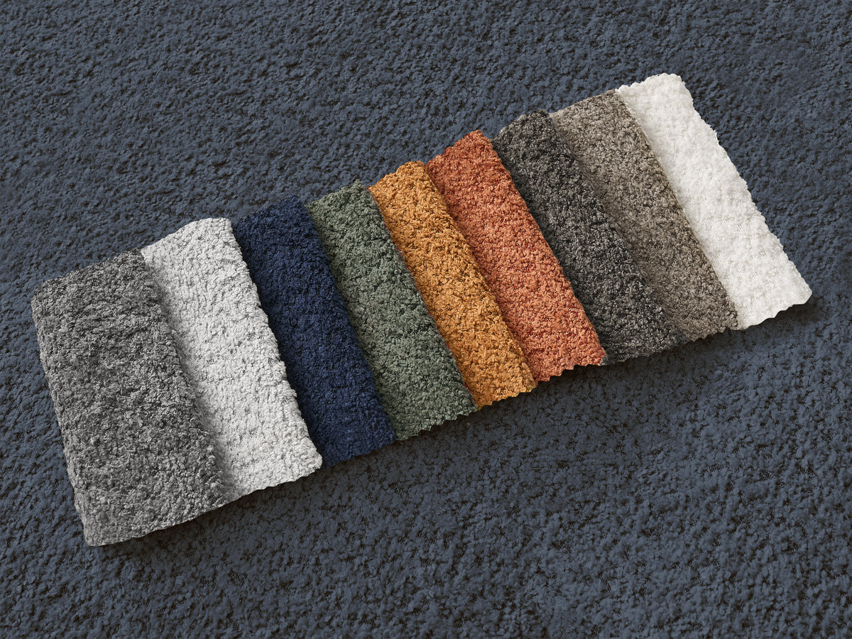 Bobochic Azra Ecksofa 262 × 178 cm Bouclé-Stoff Dunkelblau Ecke links