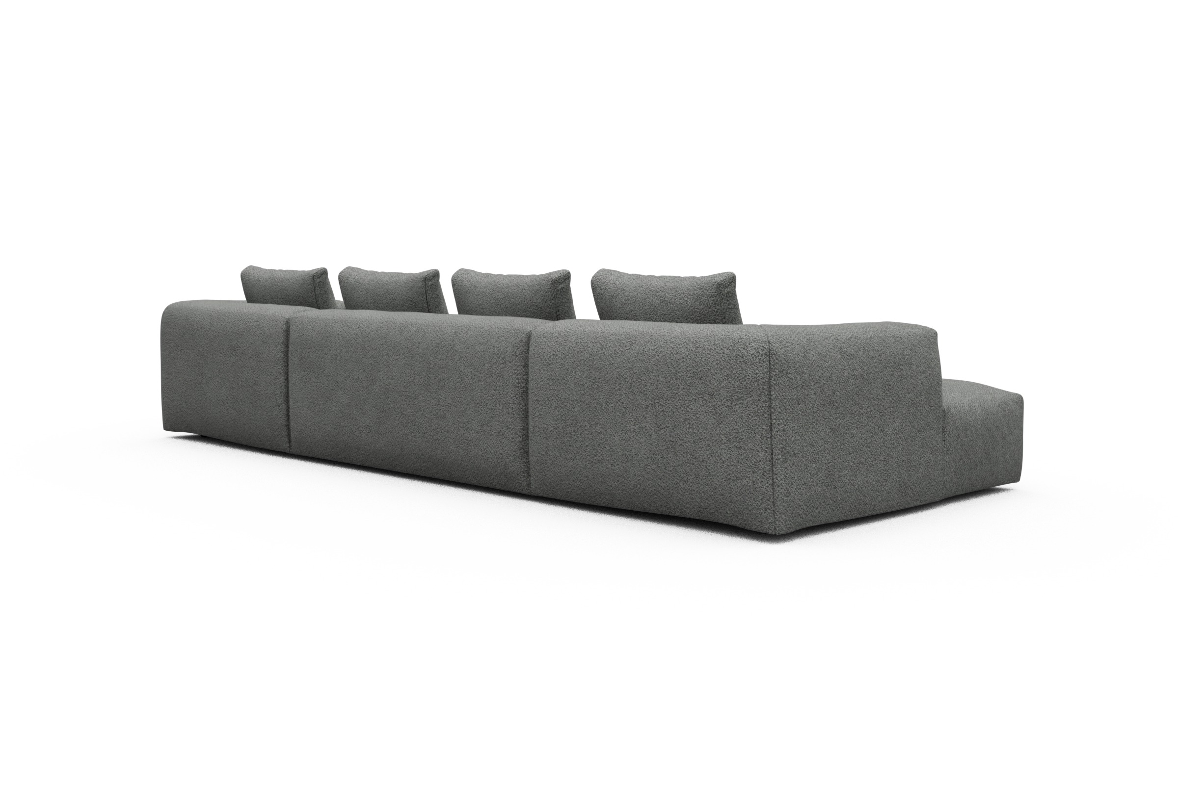 Wohnlandschaft Fred mit 2-Sitzer und Chaiselongue beidseitig Vanora-Warm-Grey
