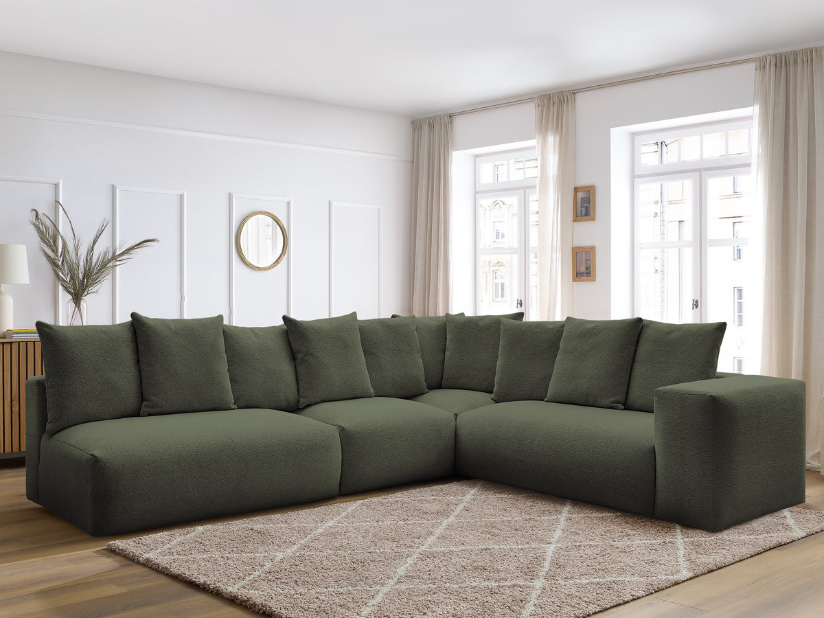 Bobochic Voltaire Ecksofa 322 × 268 cm Melange-Stoff Grün Ecke rechts