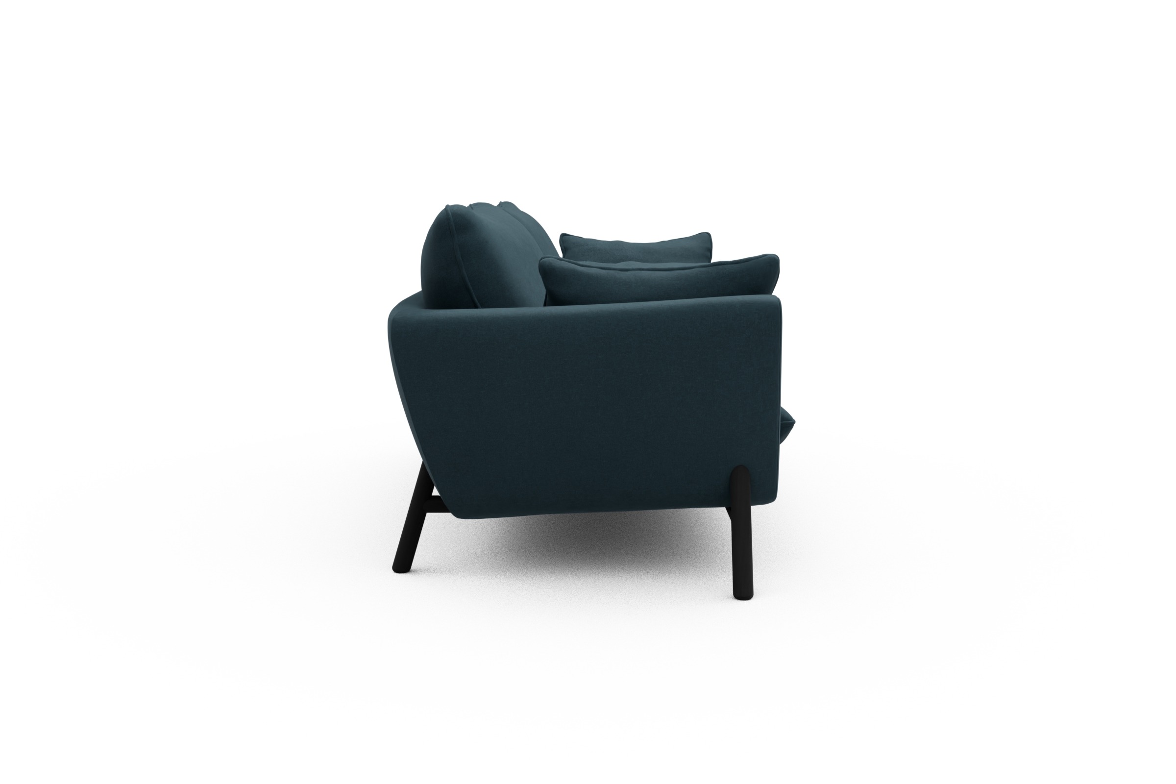 Sofa Emil 3-Sitzer Beinfarbe Eiche Schwarz Satya-Indigo