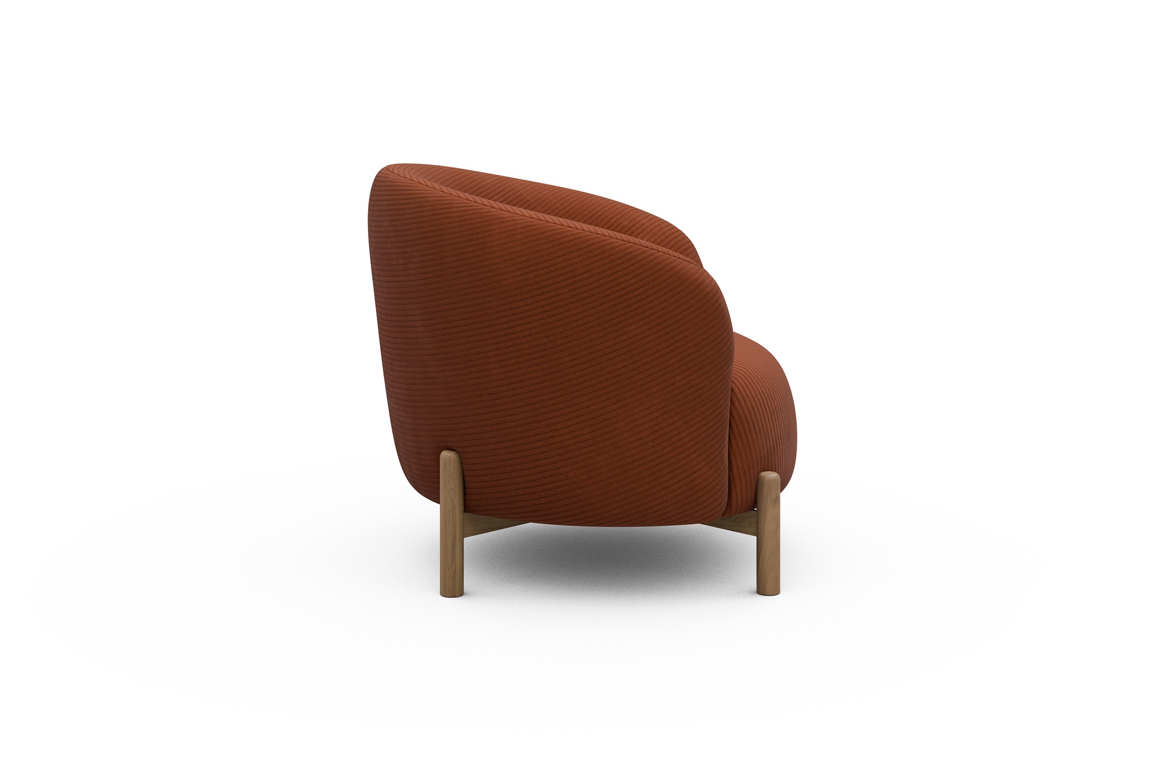 Sessel Ronda Holzbeine Eiche Natur Corduroy-Burnt-Orange