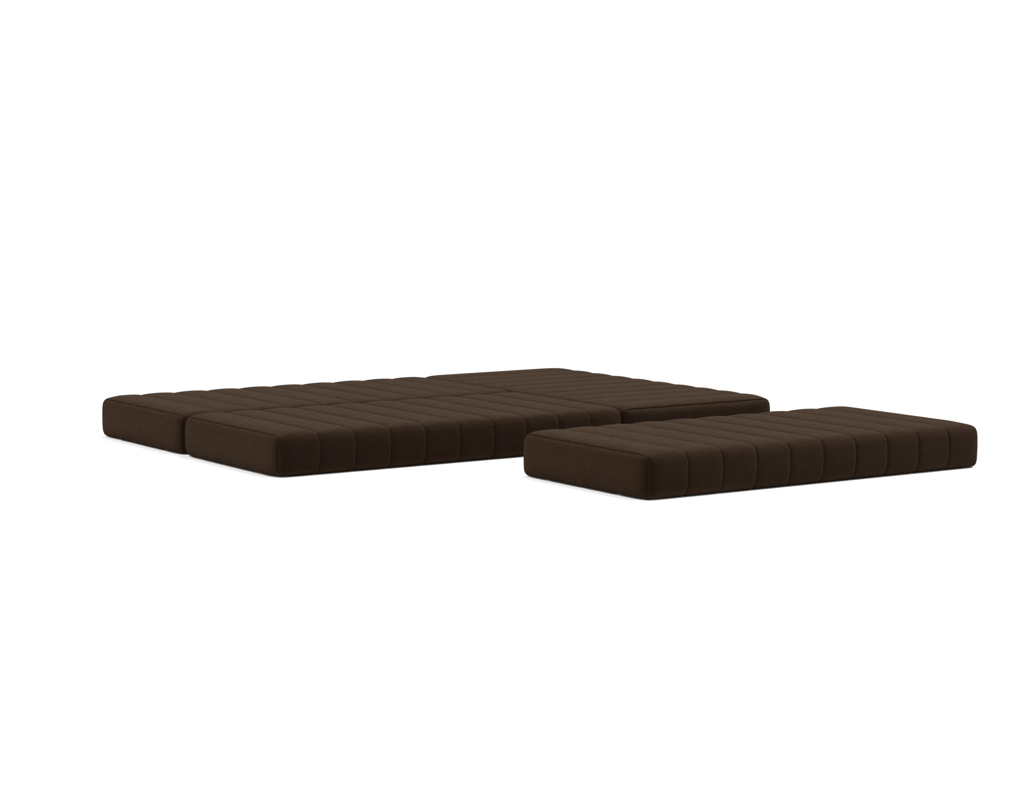 Eck-Schlafsofa CozyPad L-Form mit Armlehne Strukturierter Stoff Taura 358-Chocco