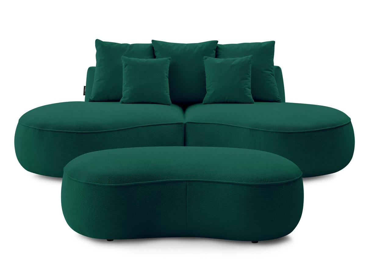 Bobochic Saint-germain Sofa 5-Sitzer mit Pouf Strukturstoff Grün